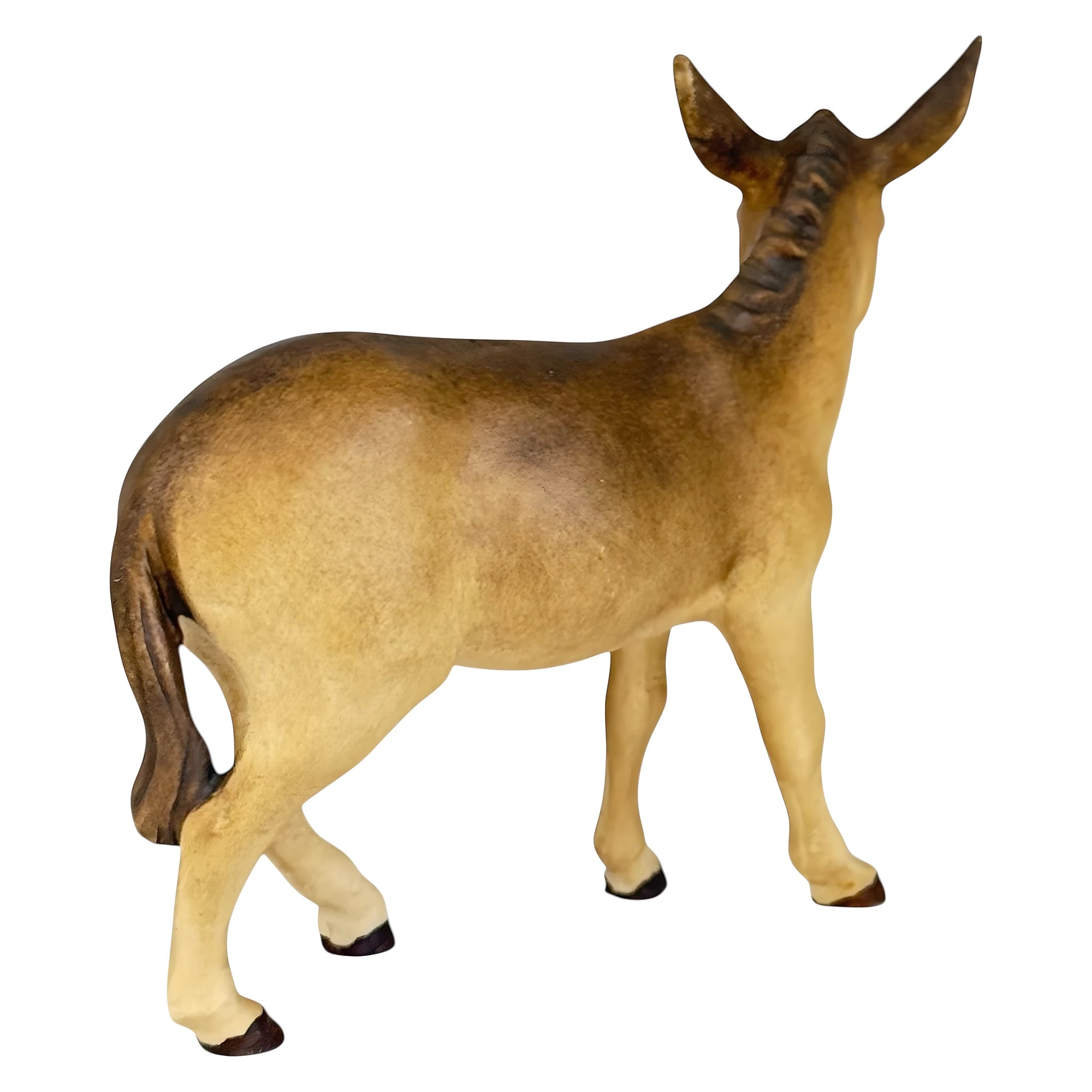 Maple Wood Donkey Sculpture, Val Gardena Colorful Craftsmanship