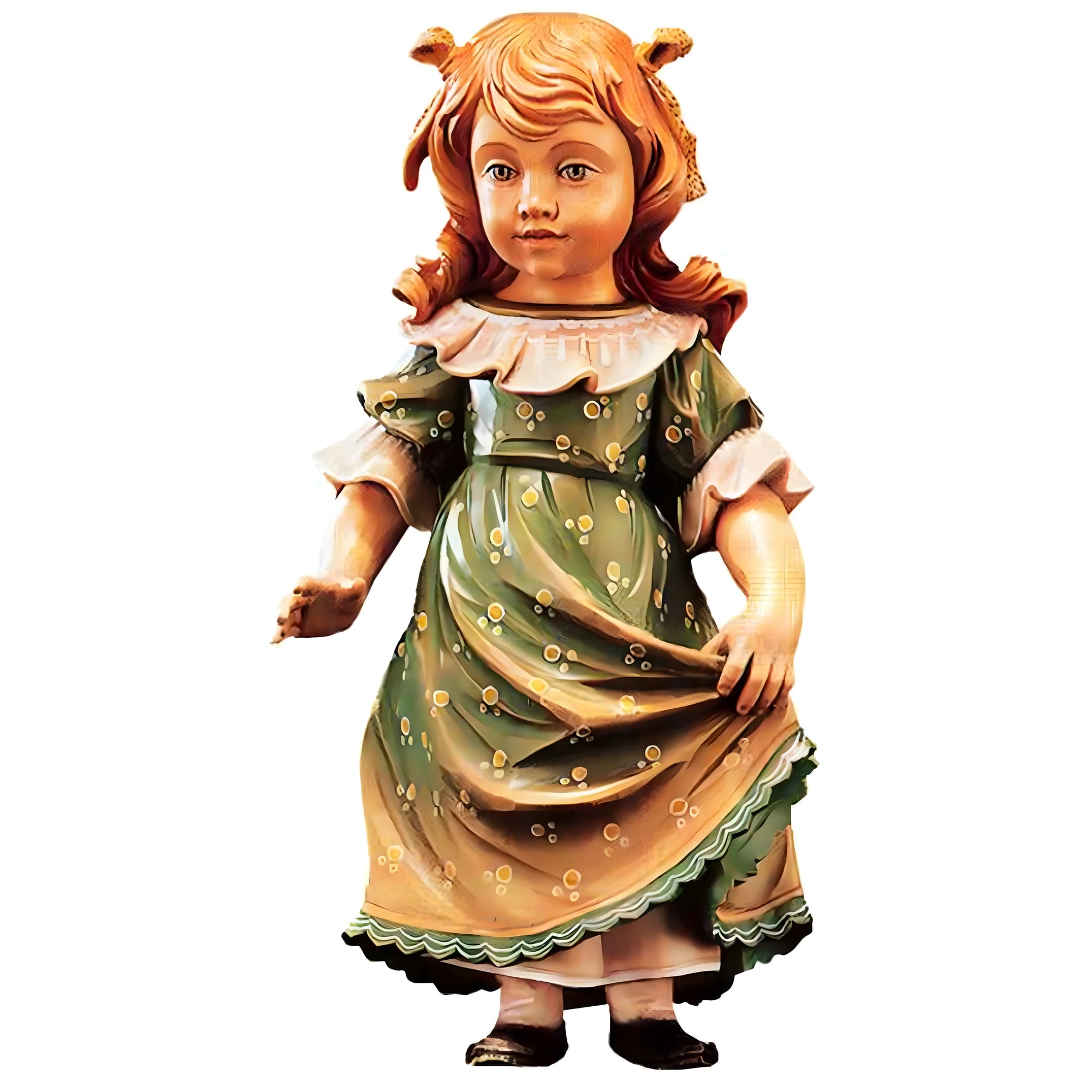 Rzeźba dziewczynki "Claudia" z drewna rzeźbionego ręcznie malowana Val Gardena