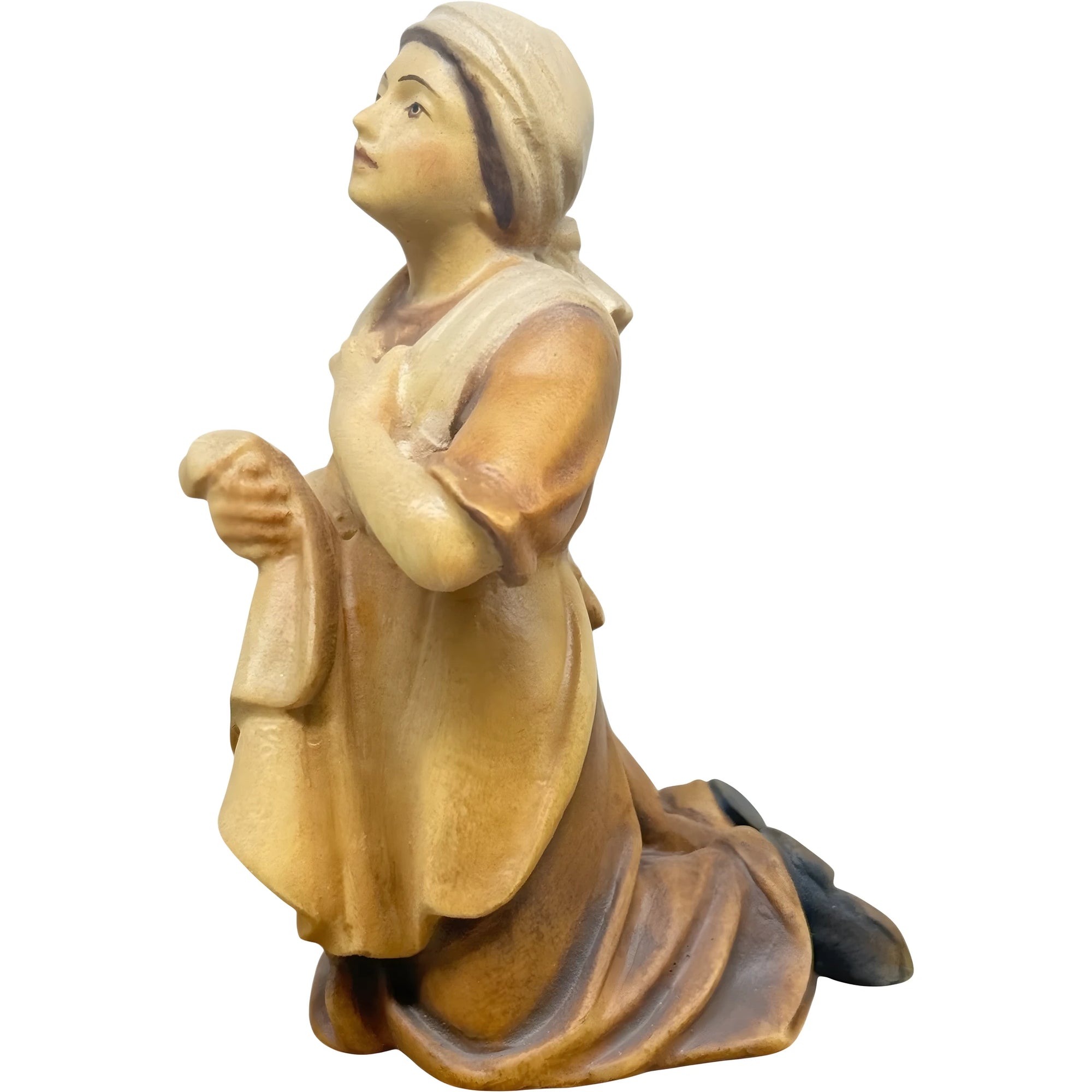 Scultura Bernardetta Inginocchiata, Legno Intagliato a Mano Val Gardena