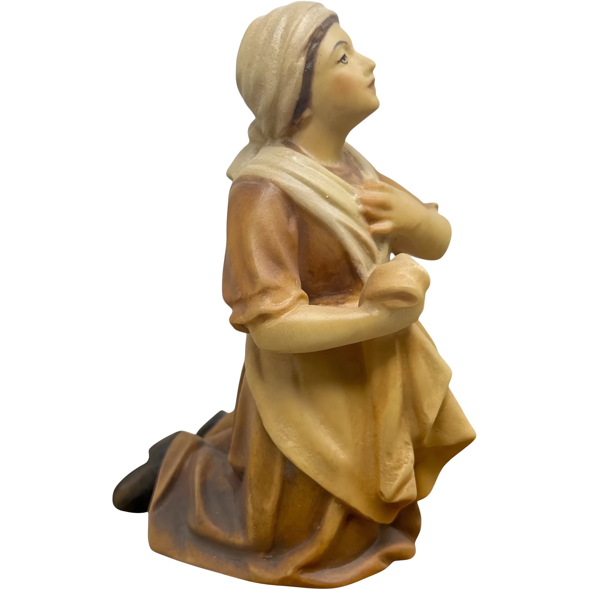 Scultura Bernardetta Inginocchiata, Legno Intagliato a Mano Val Gardena