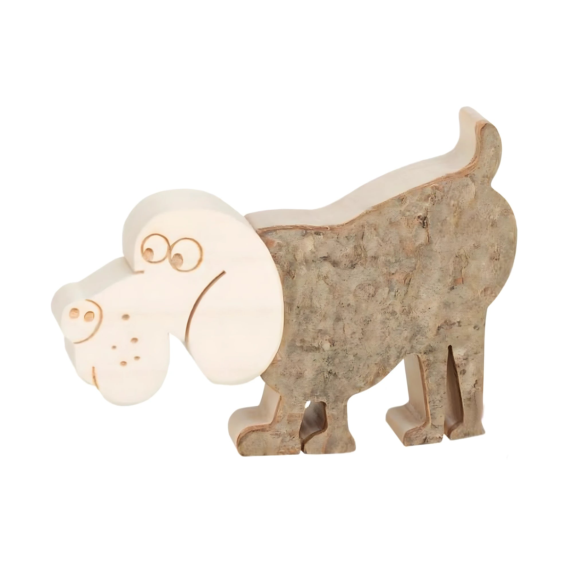 Scultura Cane di Legno Stilizzato Artigianato Val Gardena