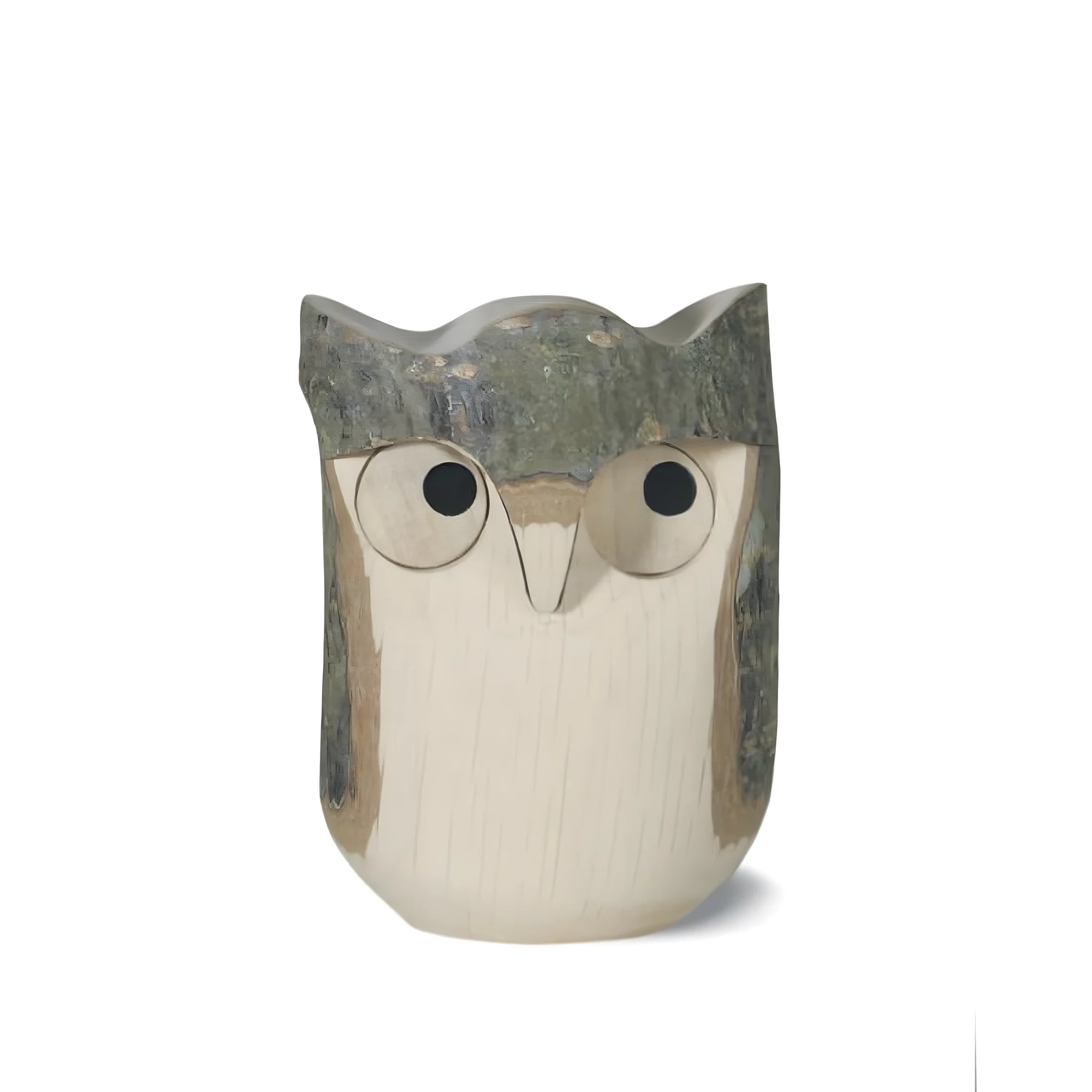 Scultura Civetta Artigianale in Legno d'Acero e Corteccia, Val Gardena