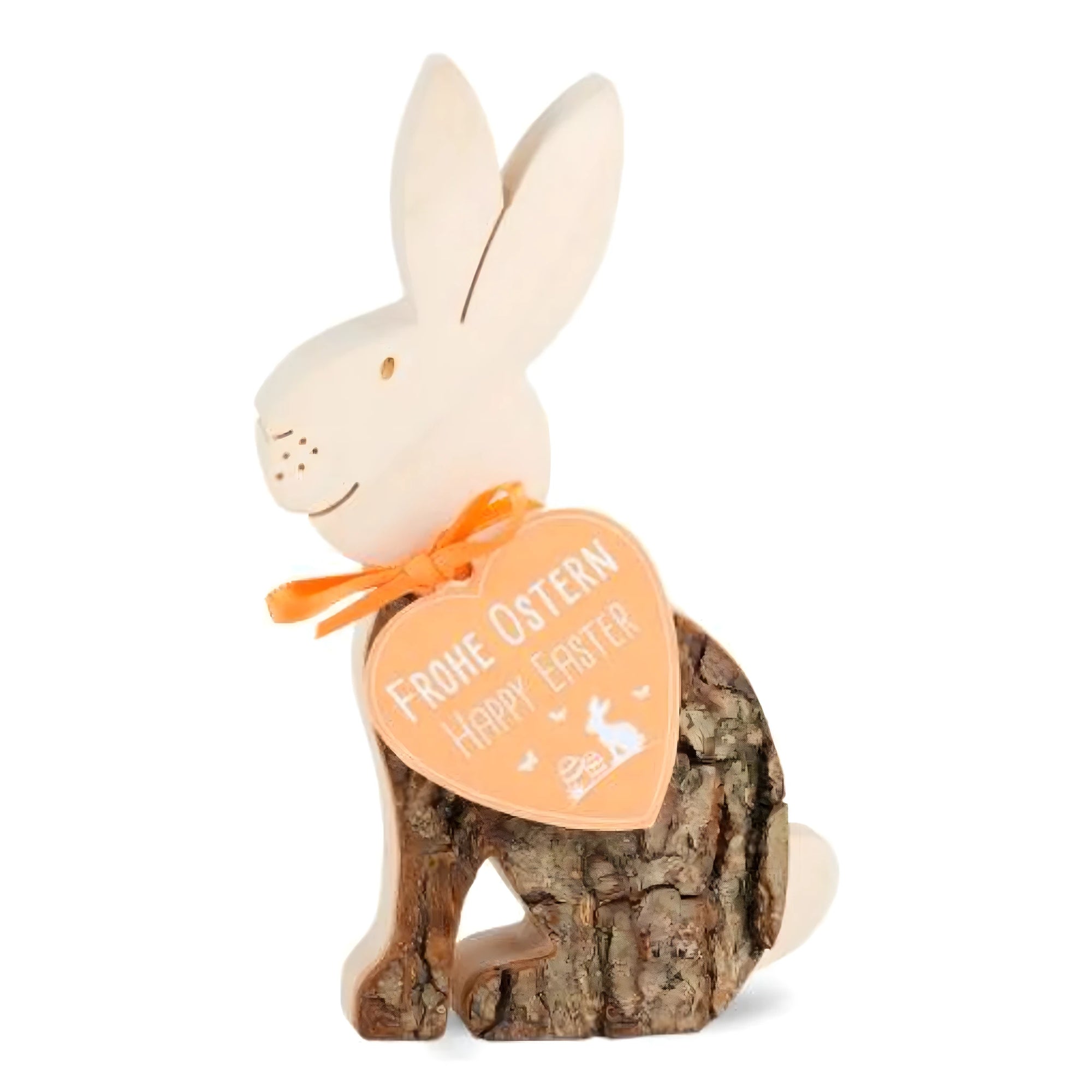 Scultura Coniglietto Pasquale in Legno d'Acero e Corteccia Naturale (11.5 cm)