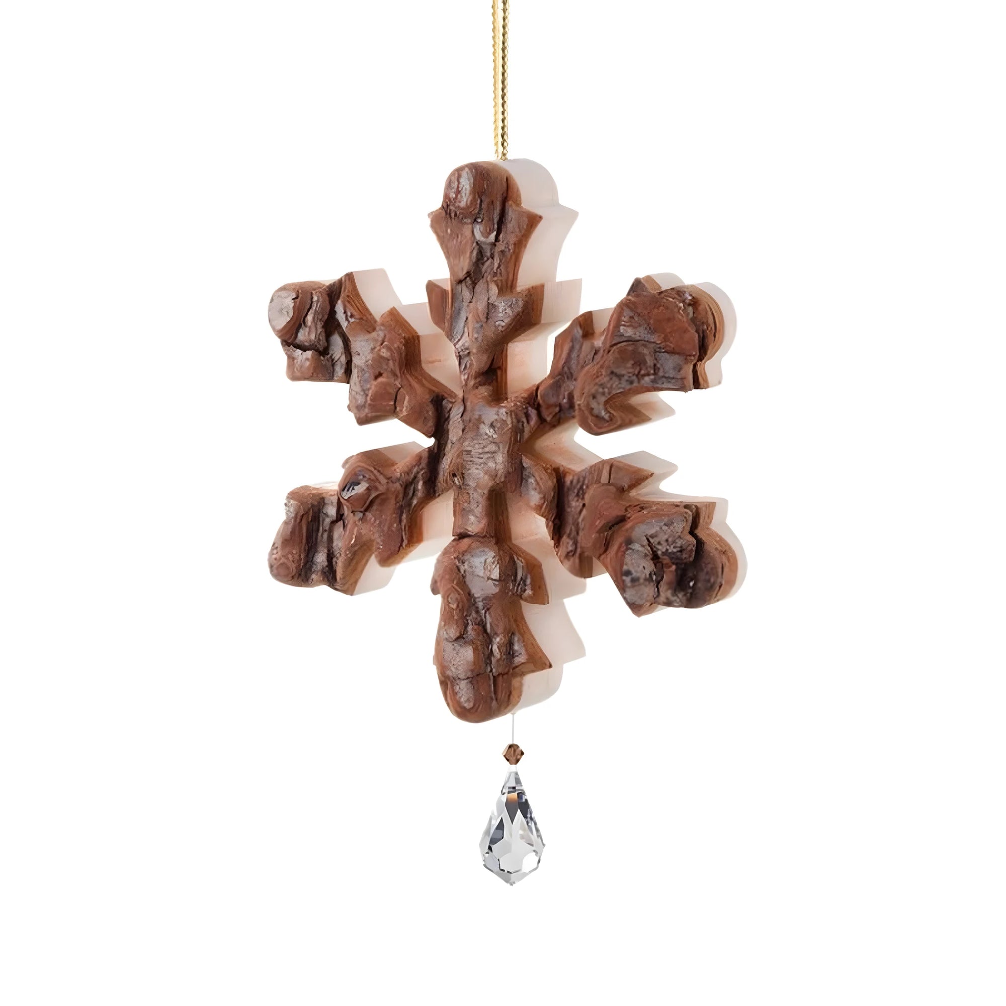 Maple Wood Snowflake Sculpture with Swarovski Crystal Element