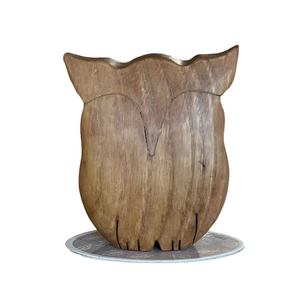 Sculpted Stylized Owl, Handcrafted in Maple Wood, Val Gardena