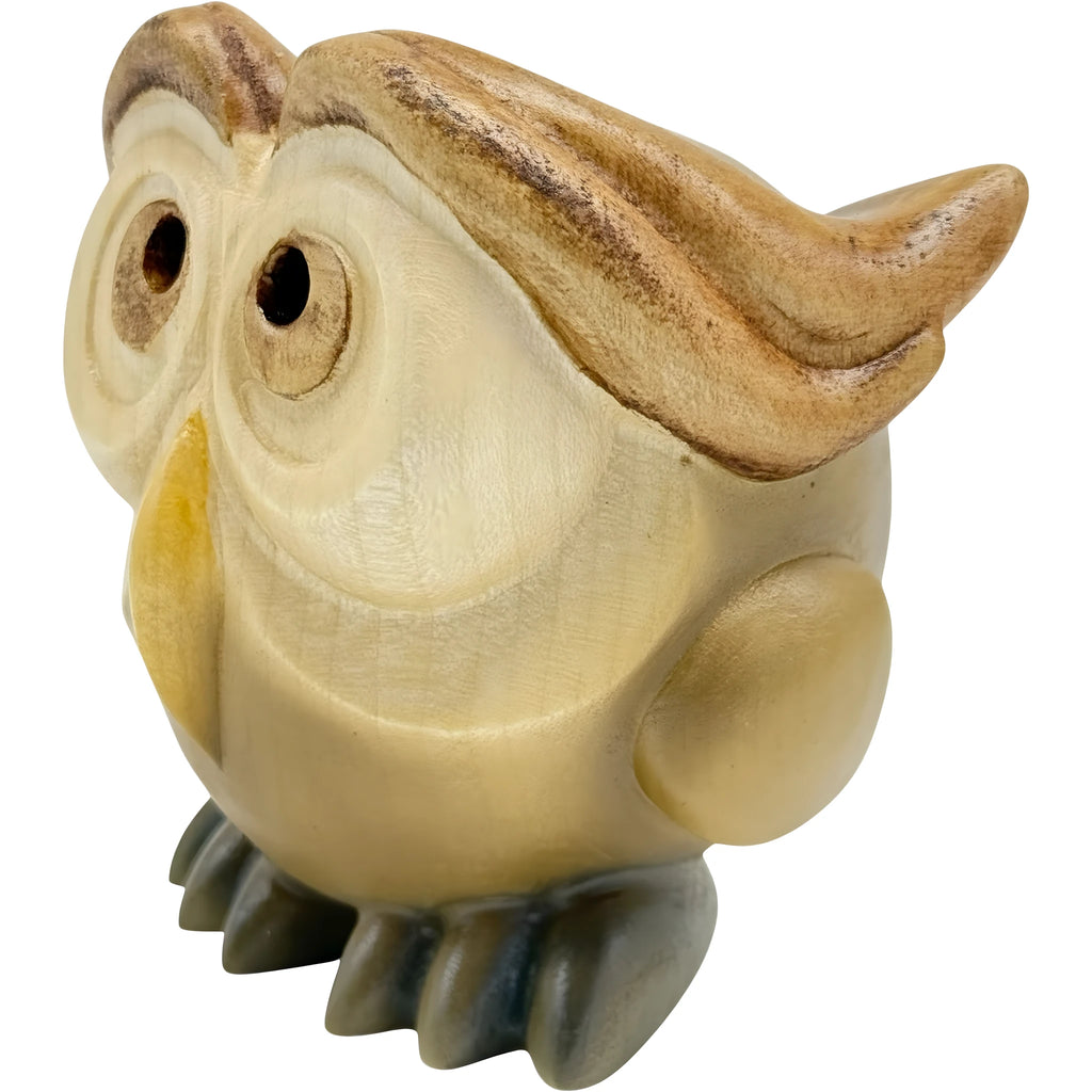 Stylized Wooden Owl Sculpture from Val Gardena – Hand-carved