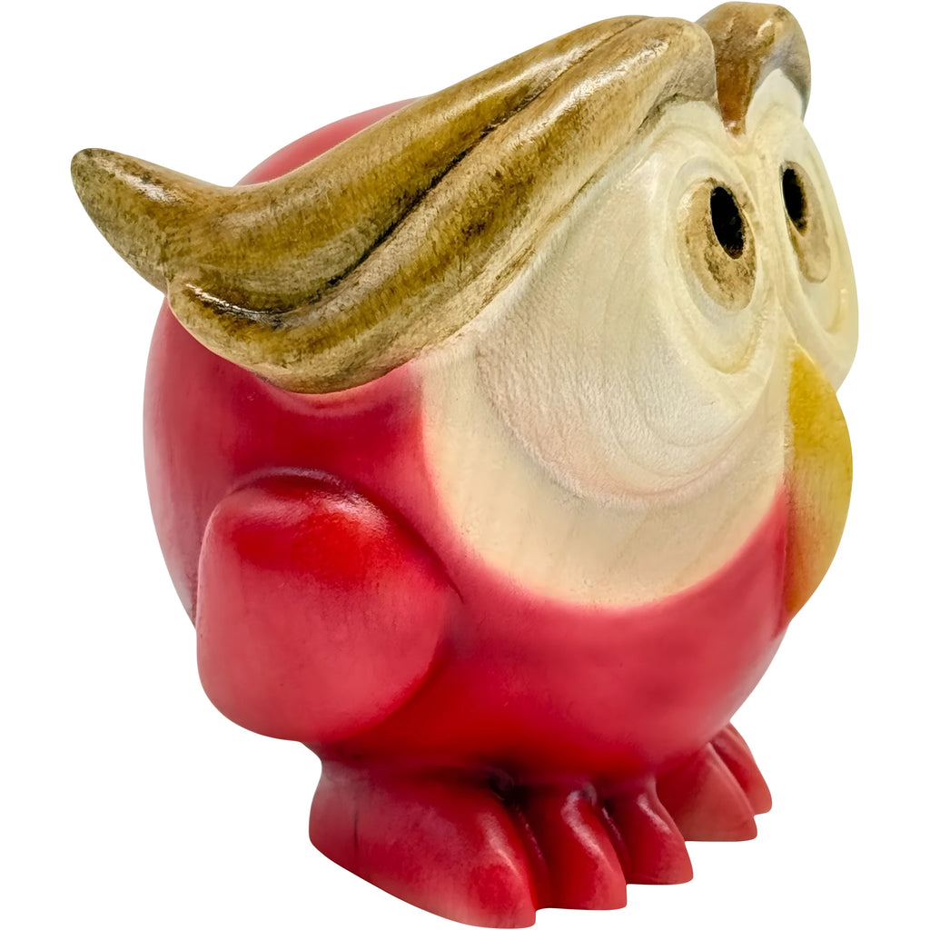 Stylized Wooden Owl Sculpture from Val Gardena – Hand-carved