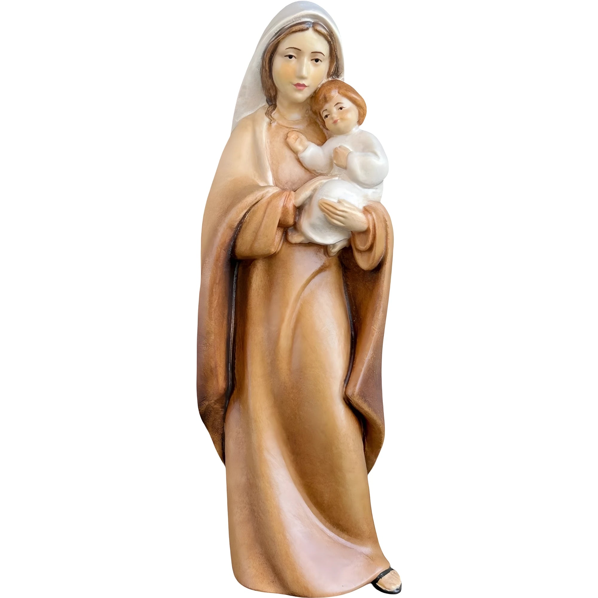 Modern Madonna and Child Sculpture in Maple and Lime wood Val Gardena