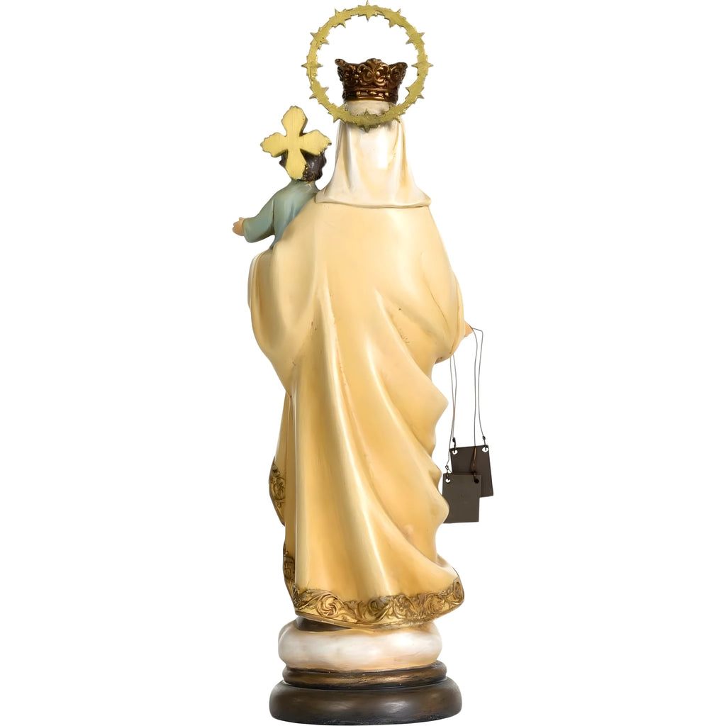 Scultura Madonna del Carmine in Pasta di Legno Dipinta a Mano