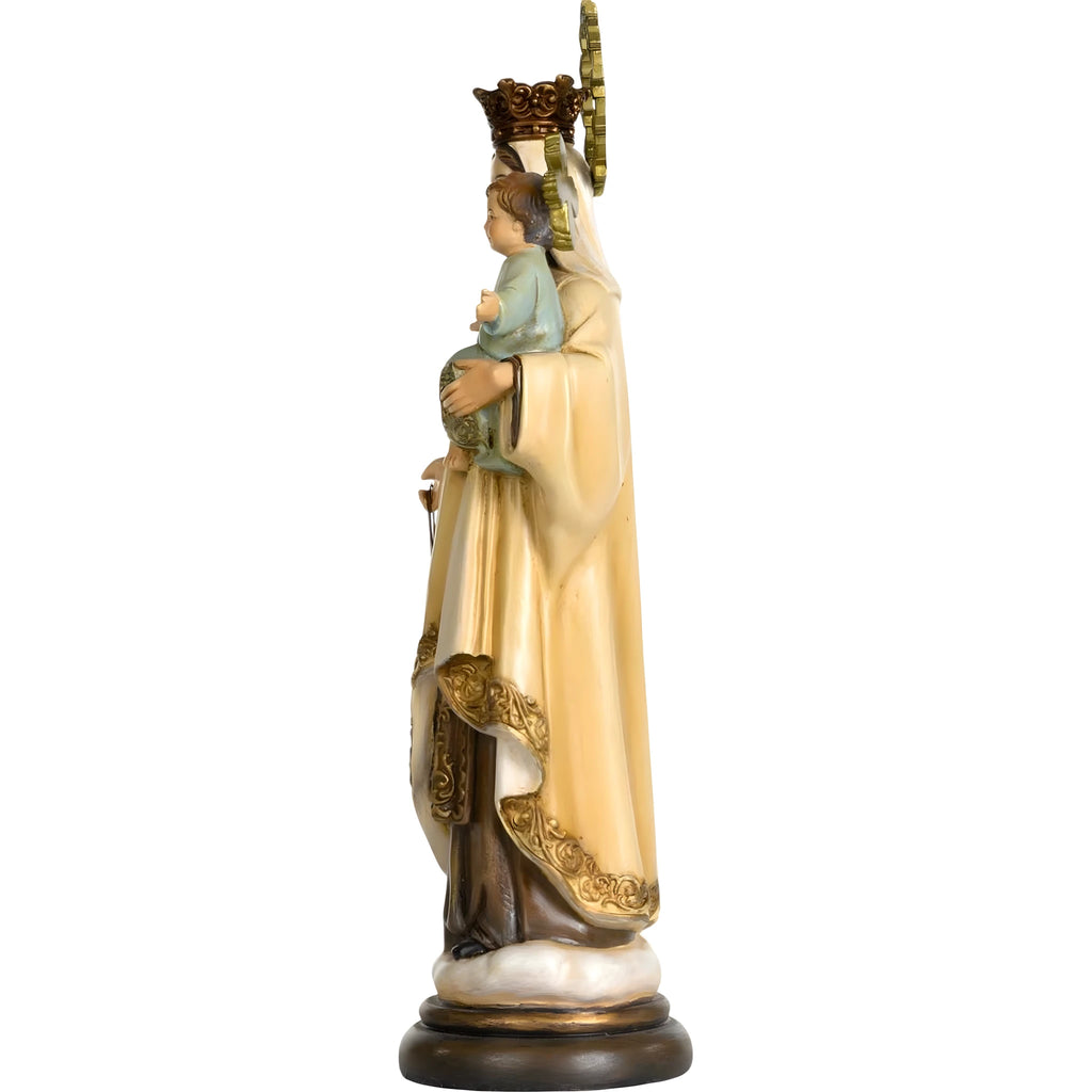 Scultura Madonna del Carmine in Pasta di Legno Dipinta a Mano