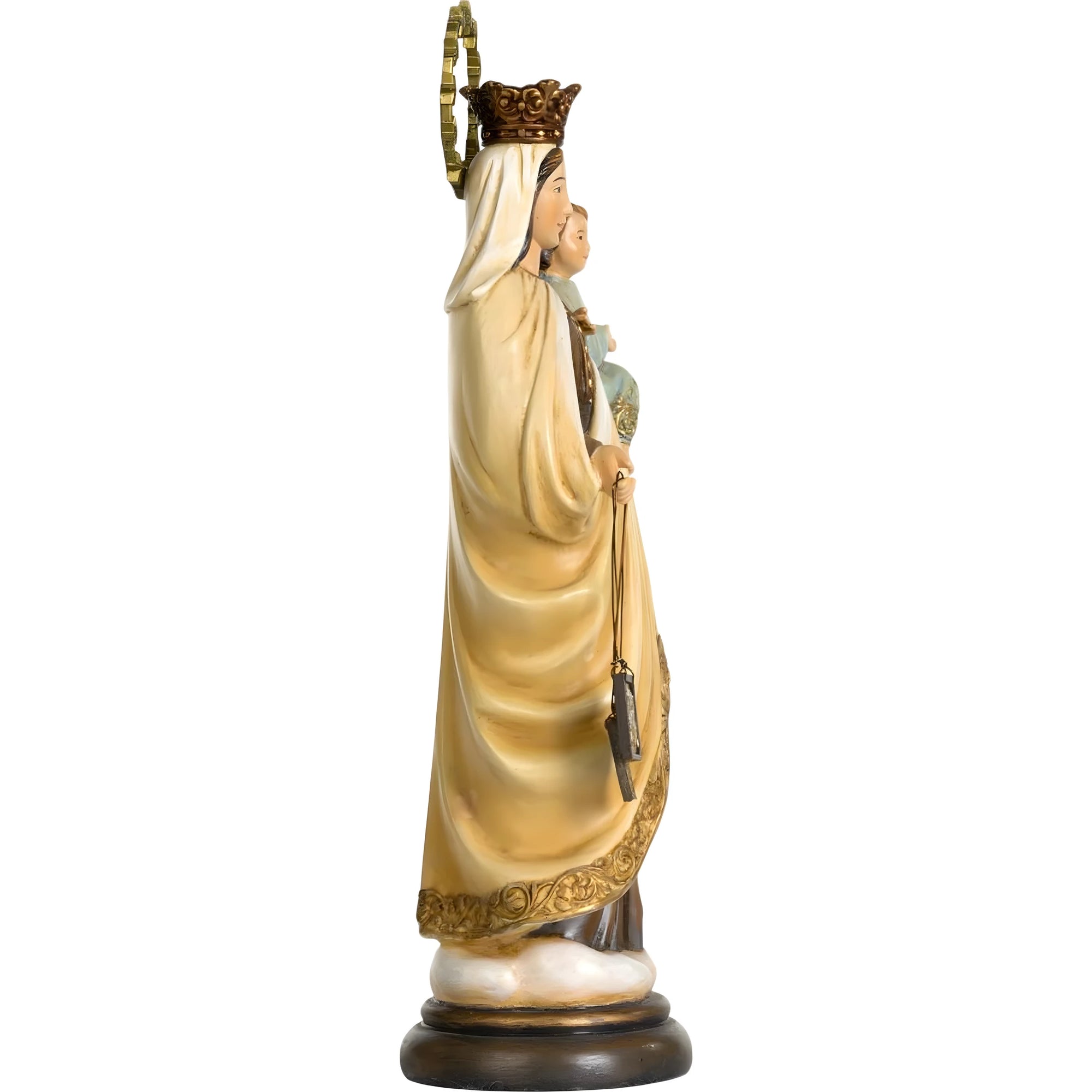 Escultura Nossa Senhora do Carmo em Massa de Madeira Pintada à Mão