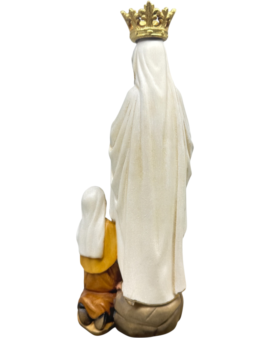 Rzeźba Matki Boskiej z Lourdes i Bernadety z drewna z Val Gardena