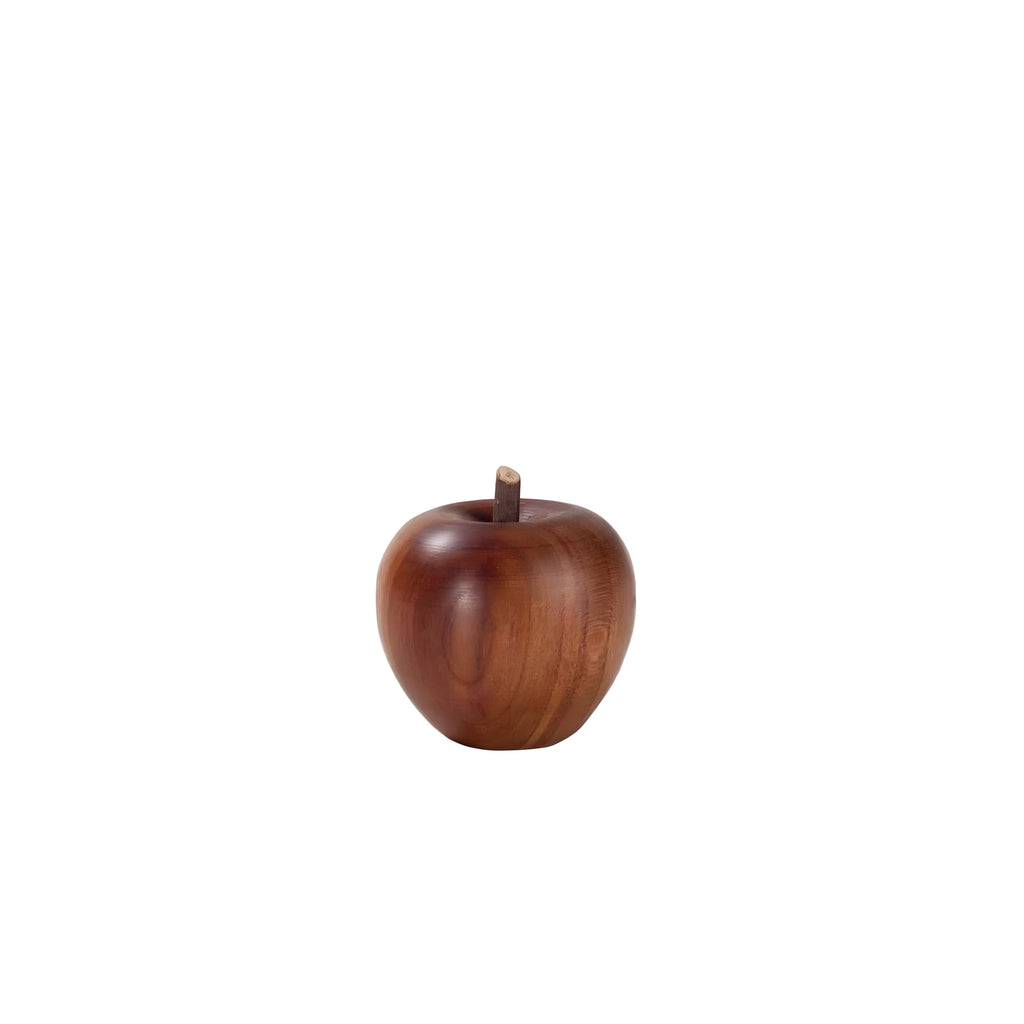 Escultura Manzana de Madera Natural, Artesanía Val Gardena 4 cm