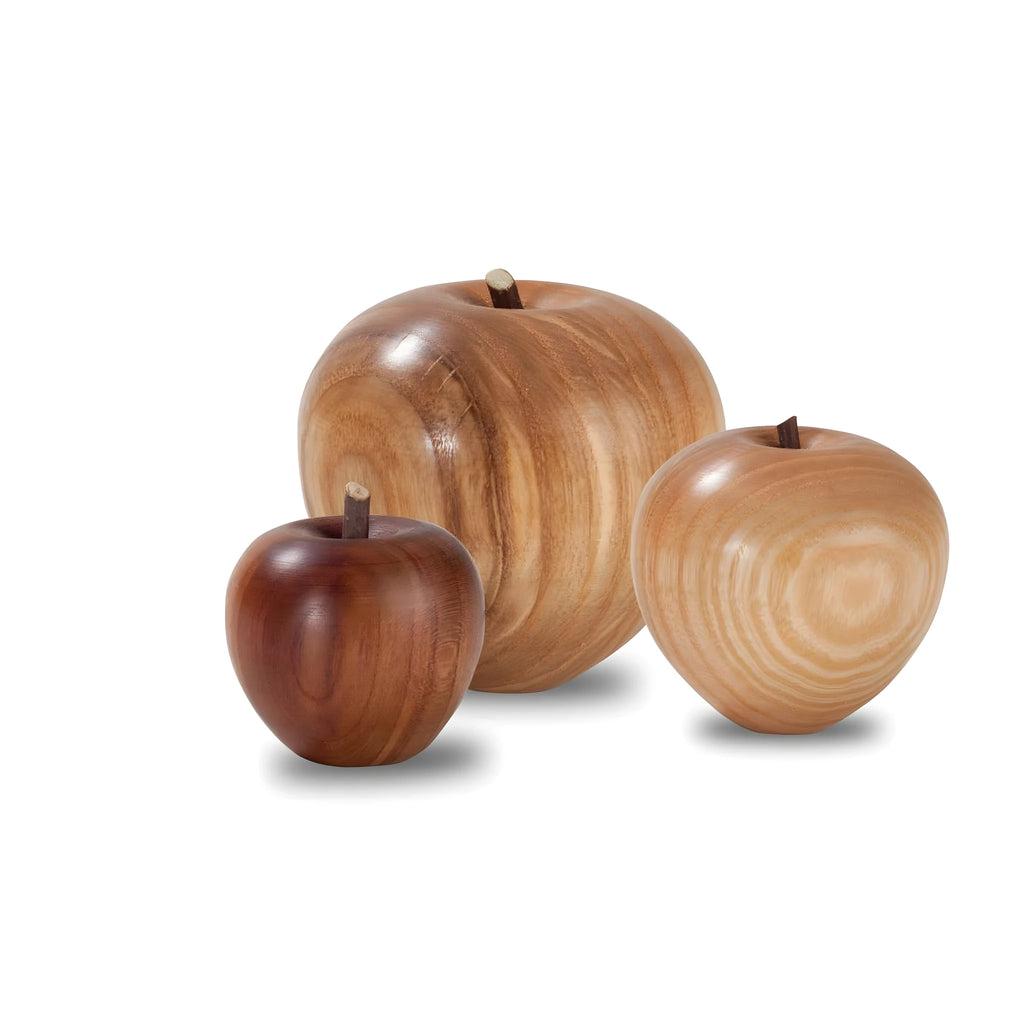 Escultura Manzana de Madera Natural, Artesanía Val Gardena 4 cm