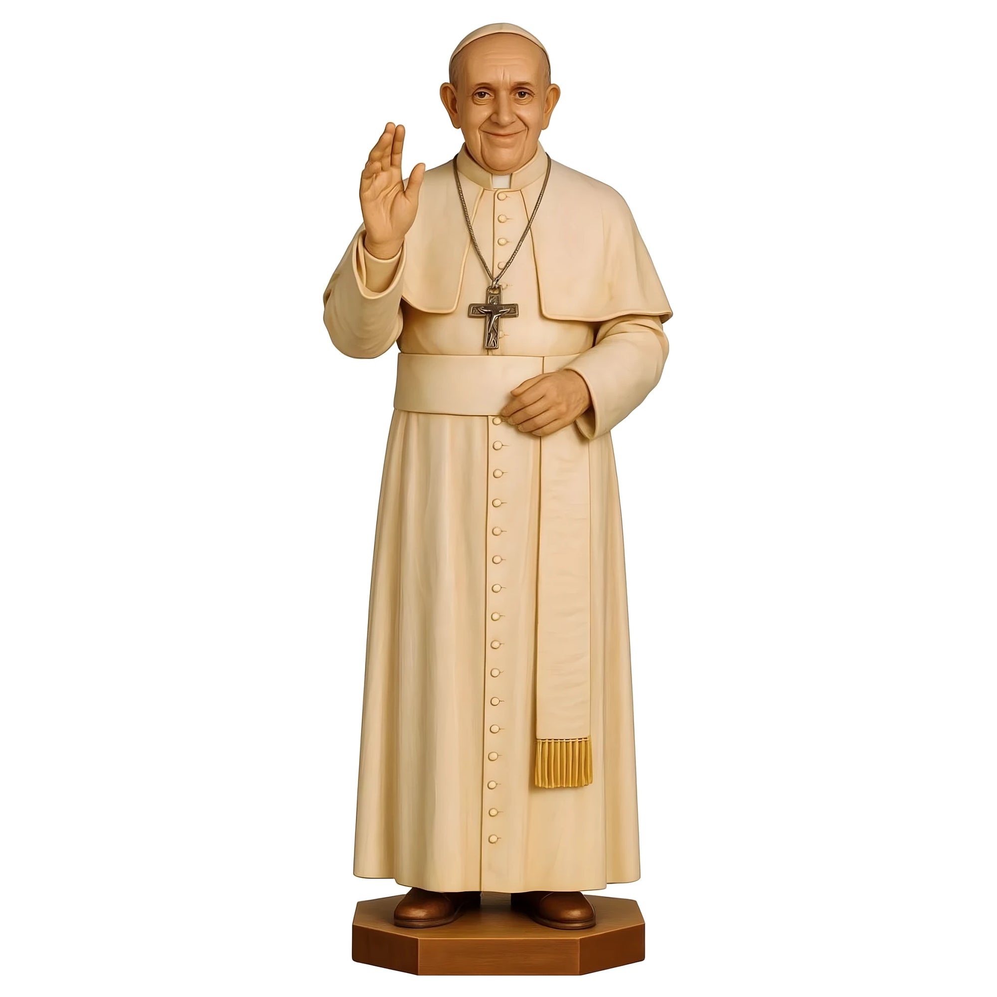 Pope Francis hand-carved in wood