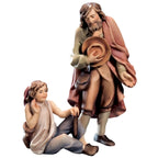 Scultura Pastore e Giovane Seduto per Presepe – Legno D'Acero dipinto