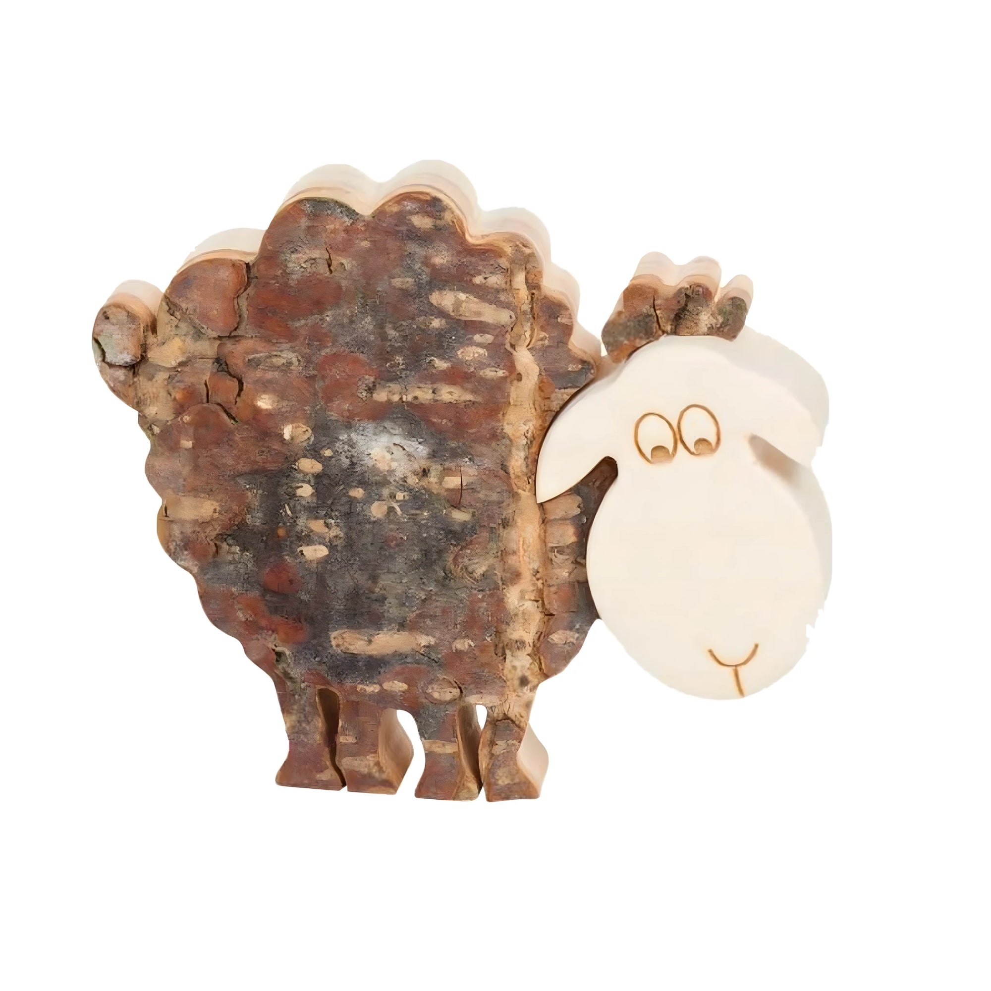 Rustic Sheep Sculpture 5 cm in Maple Wood and Natural Bark