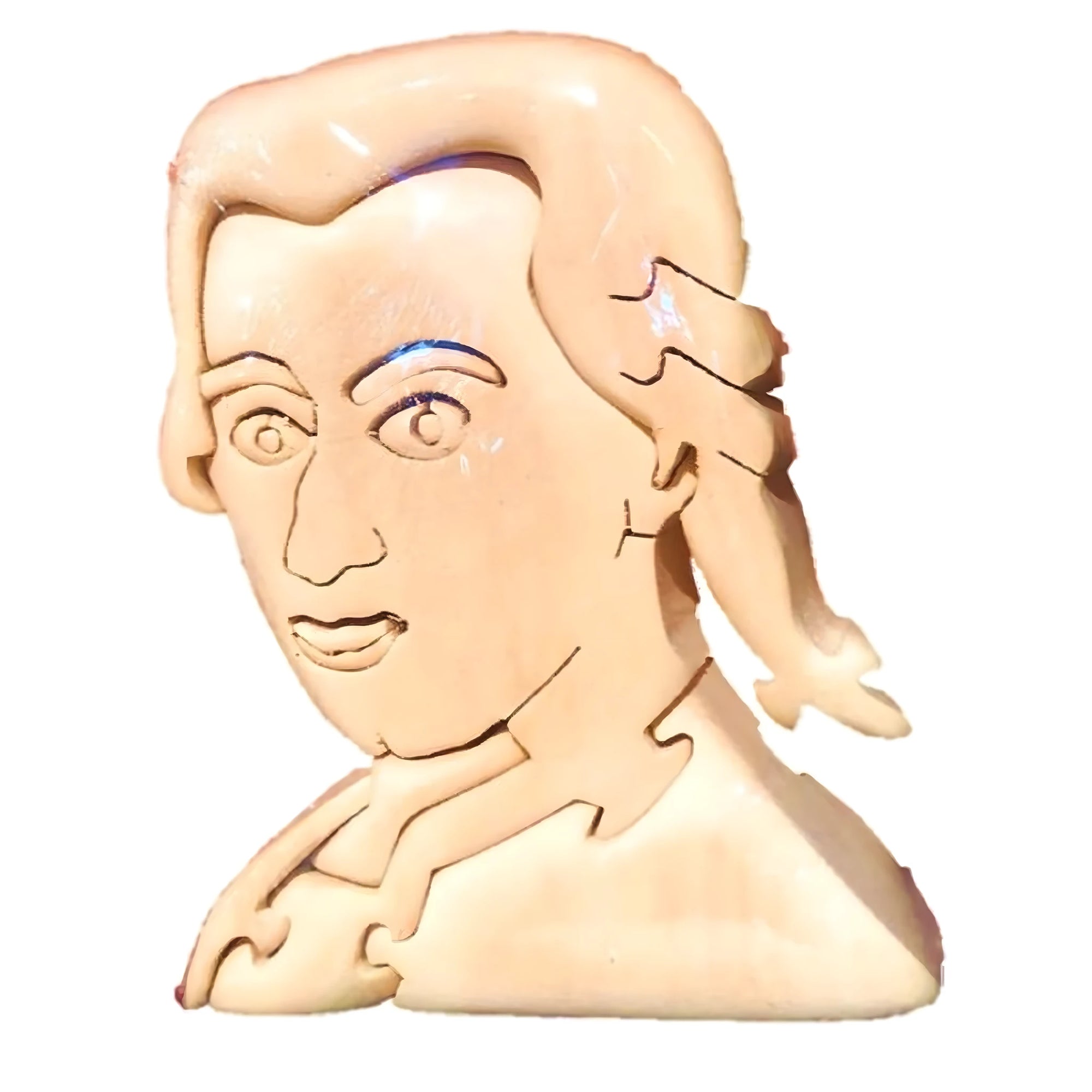 3D Puzzle Sculpture of Wolfgang Amadeus Mozart in Maple Wood