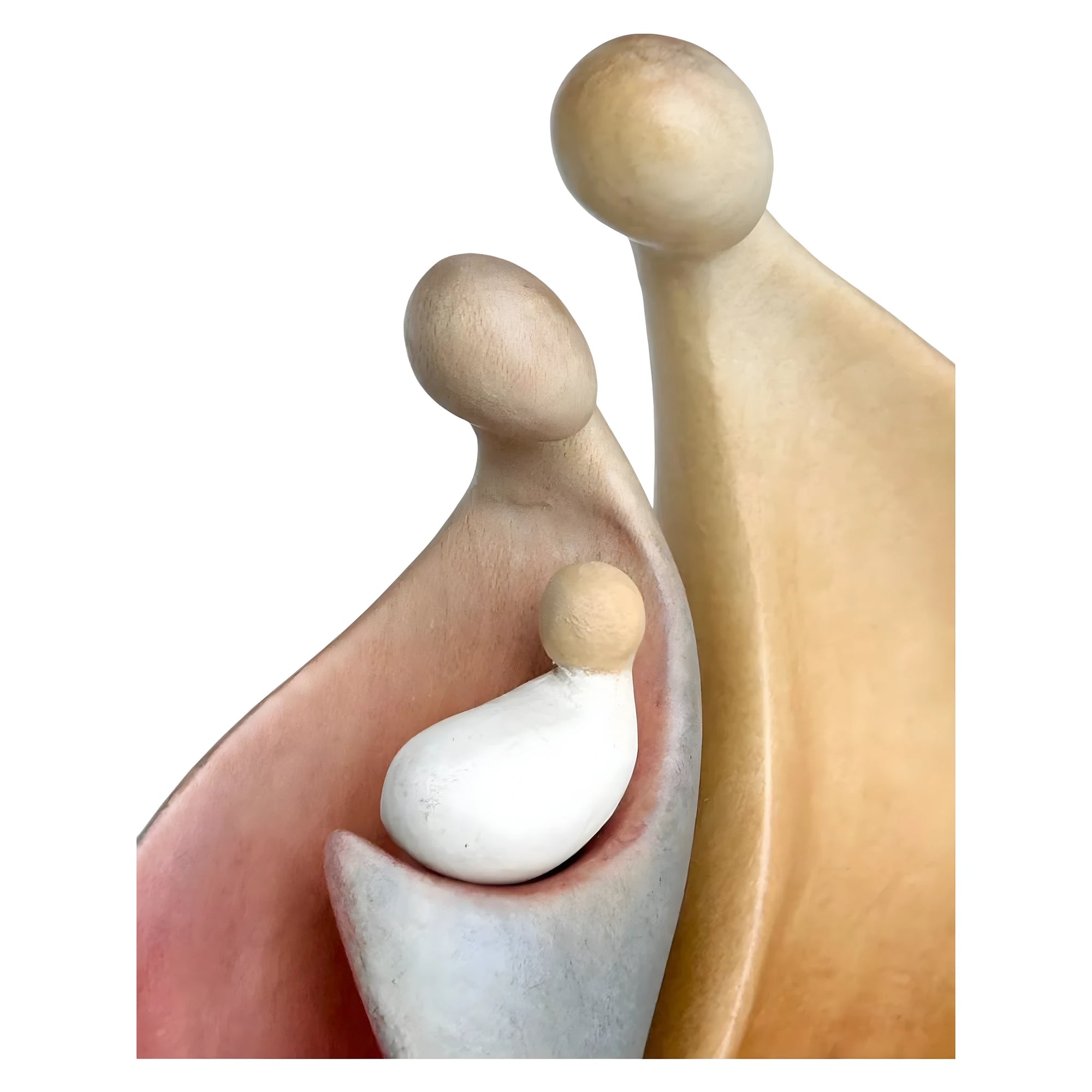 Abstract Holy Family Sculpture in Maple Wood Val Gardena