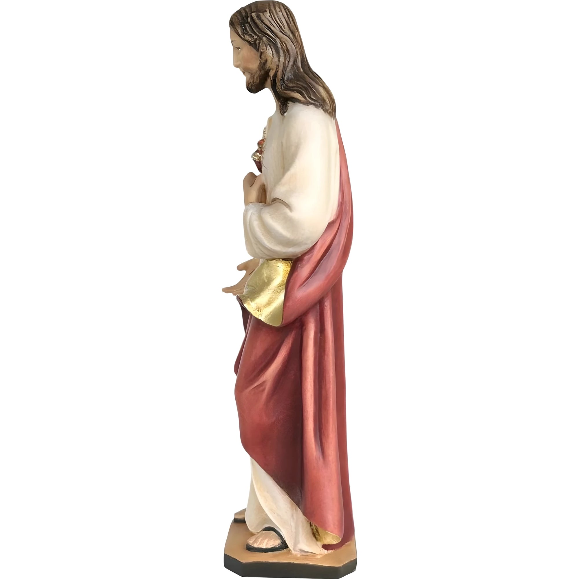 Escultura Sagrado Coração de Jesus em Madeira do Val Gardena Pintada à Mão