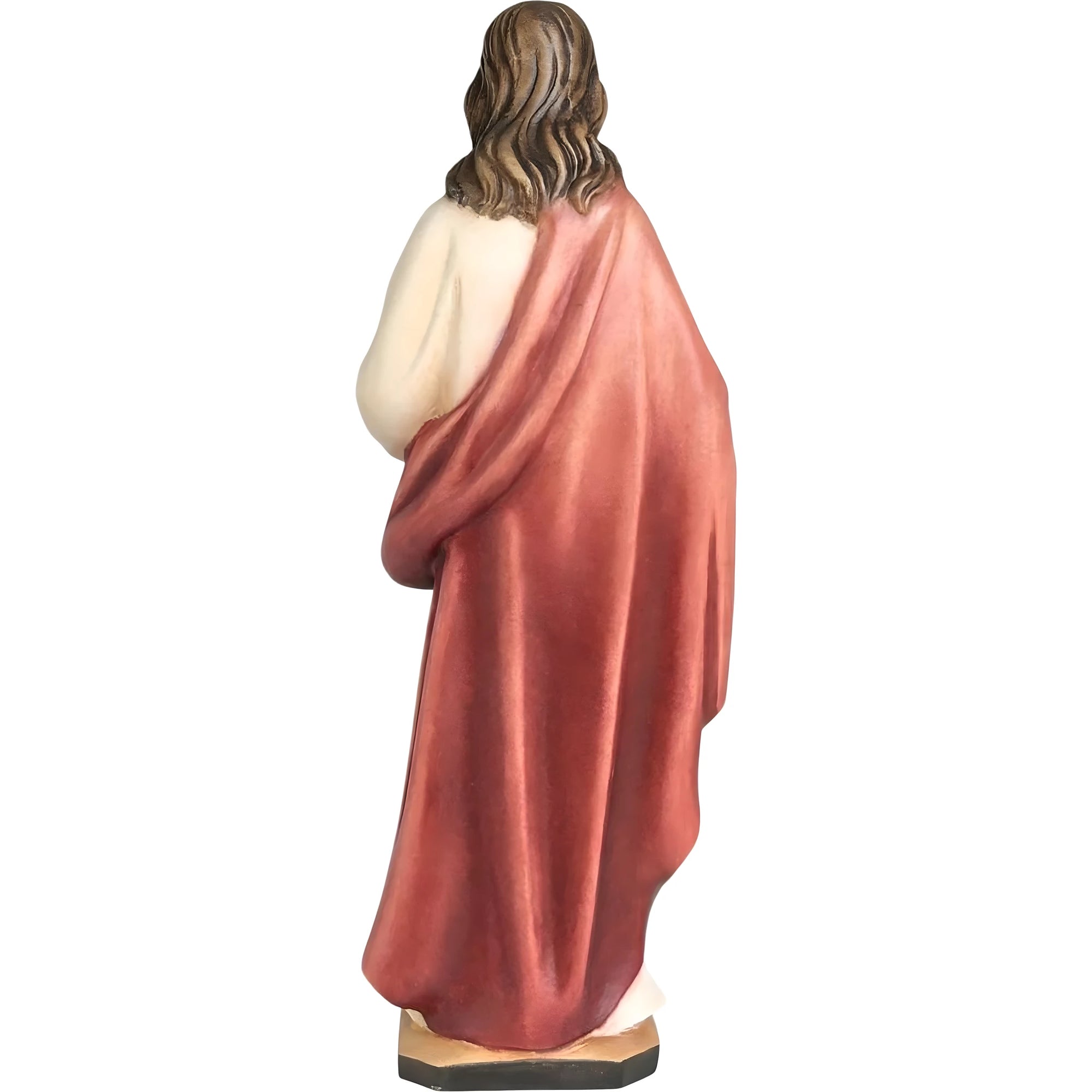 Escultura Sagrado Coração de Jesus em Madeira do Val Gardena Pintada à Mão