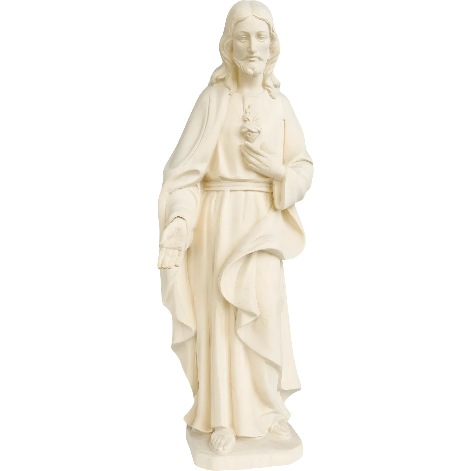 Escultura Sagrado Coração de Jesus em Madeira do Val Gardena Pintada à Mão
