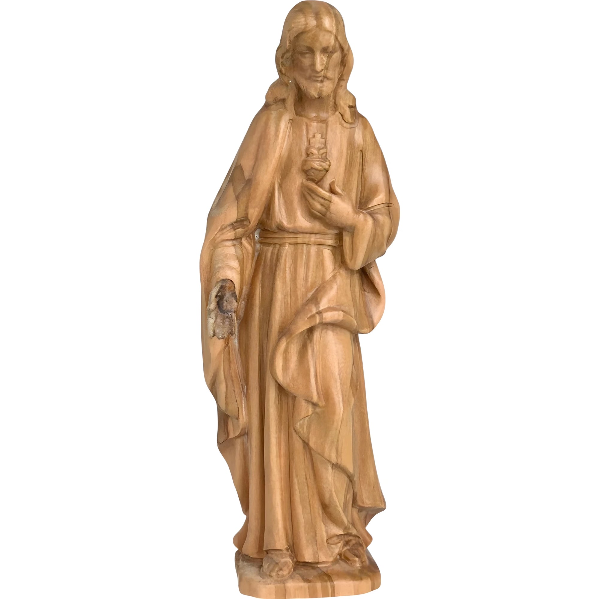 Escultura Sagrado Coração de Jesus em Madeira do Val Gardena Pintada à Mão