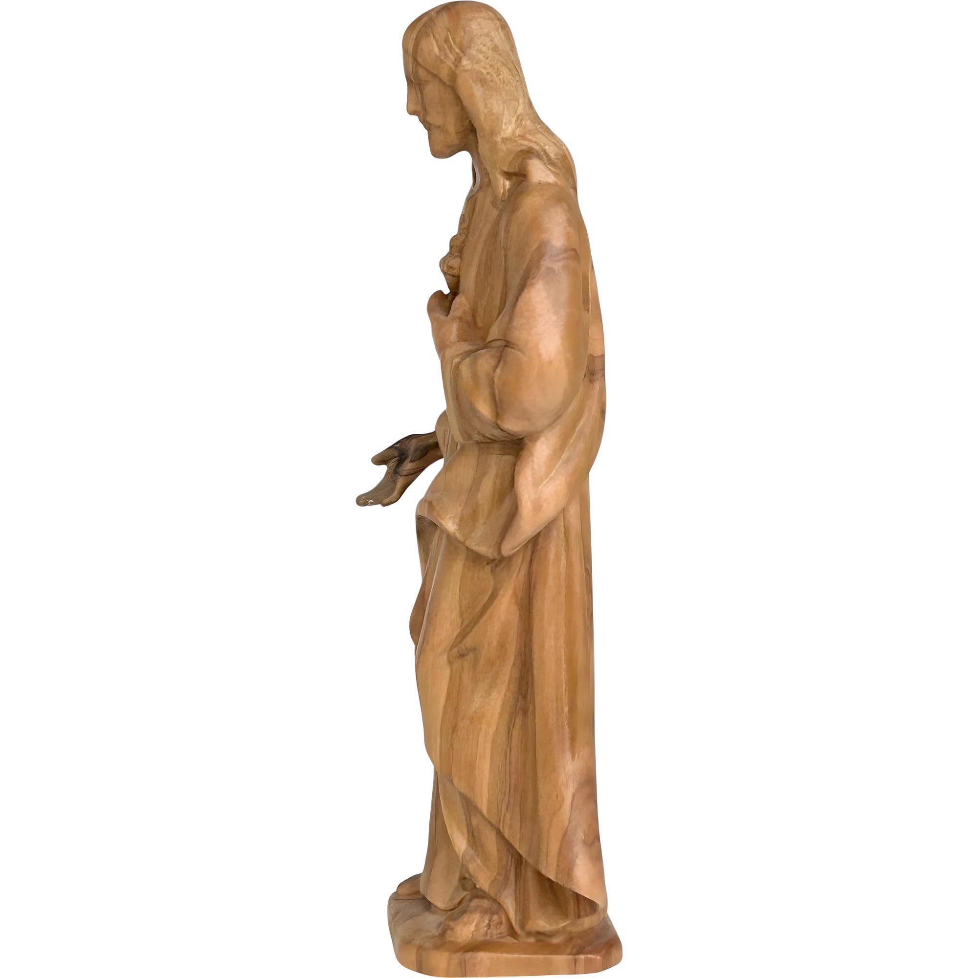 Escultura Sagrado Coração de Jesus em Madeira do Val Gardena Pintada à Mão