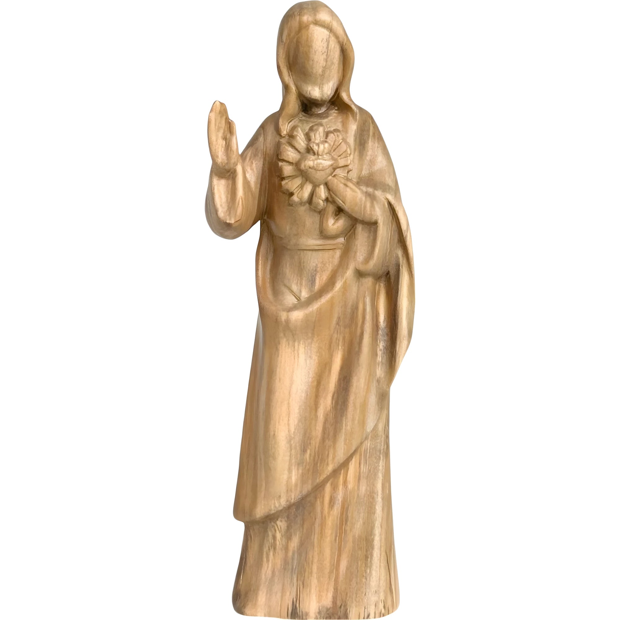 Escultura Sagrado Coração de Jesus moderna em madeira do Val Gardena