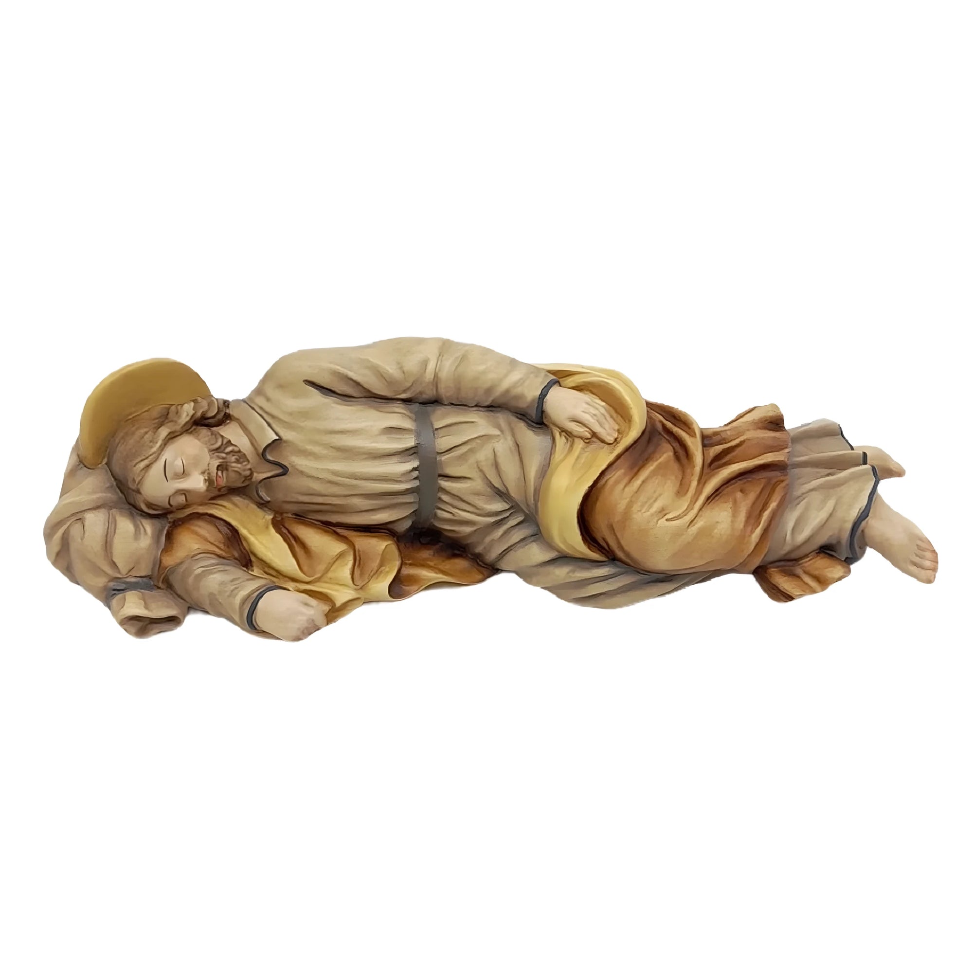 Sleeping Saint Joseph wood carved statue - color