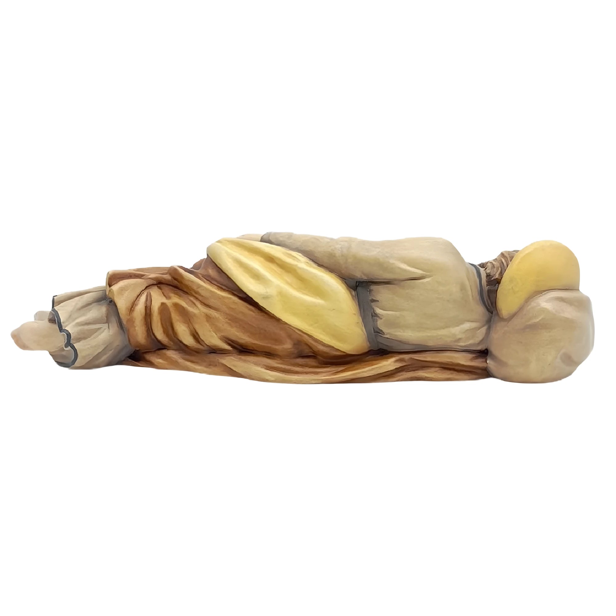 Sleeping Saint Joseph wood carved statue - color