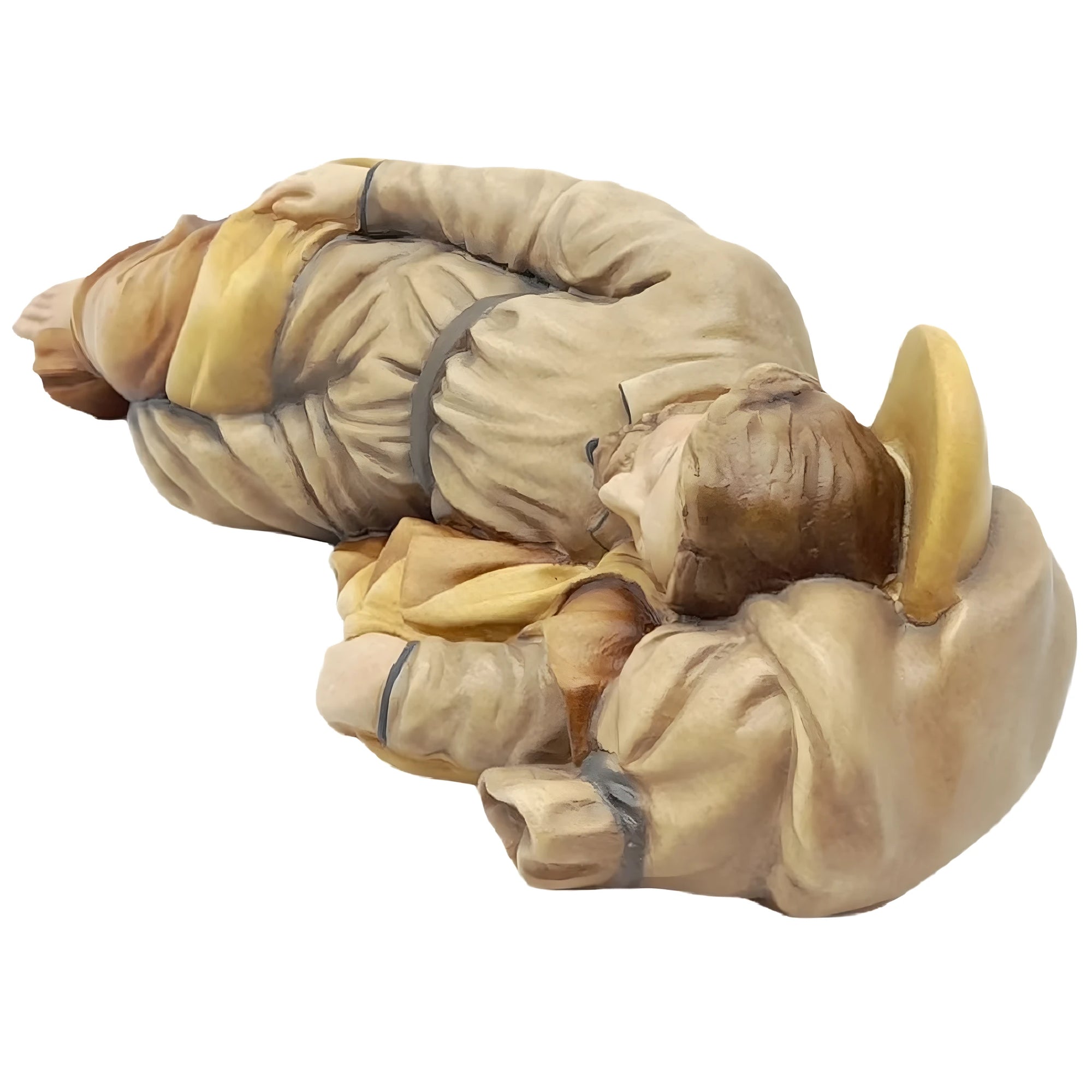 Sleeping Saint Joseph wood carved statue - color