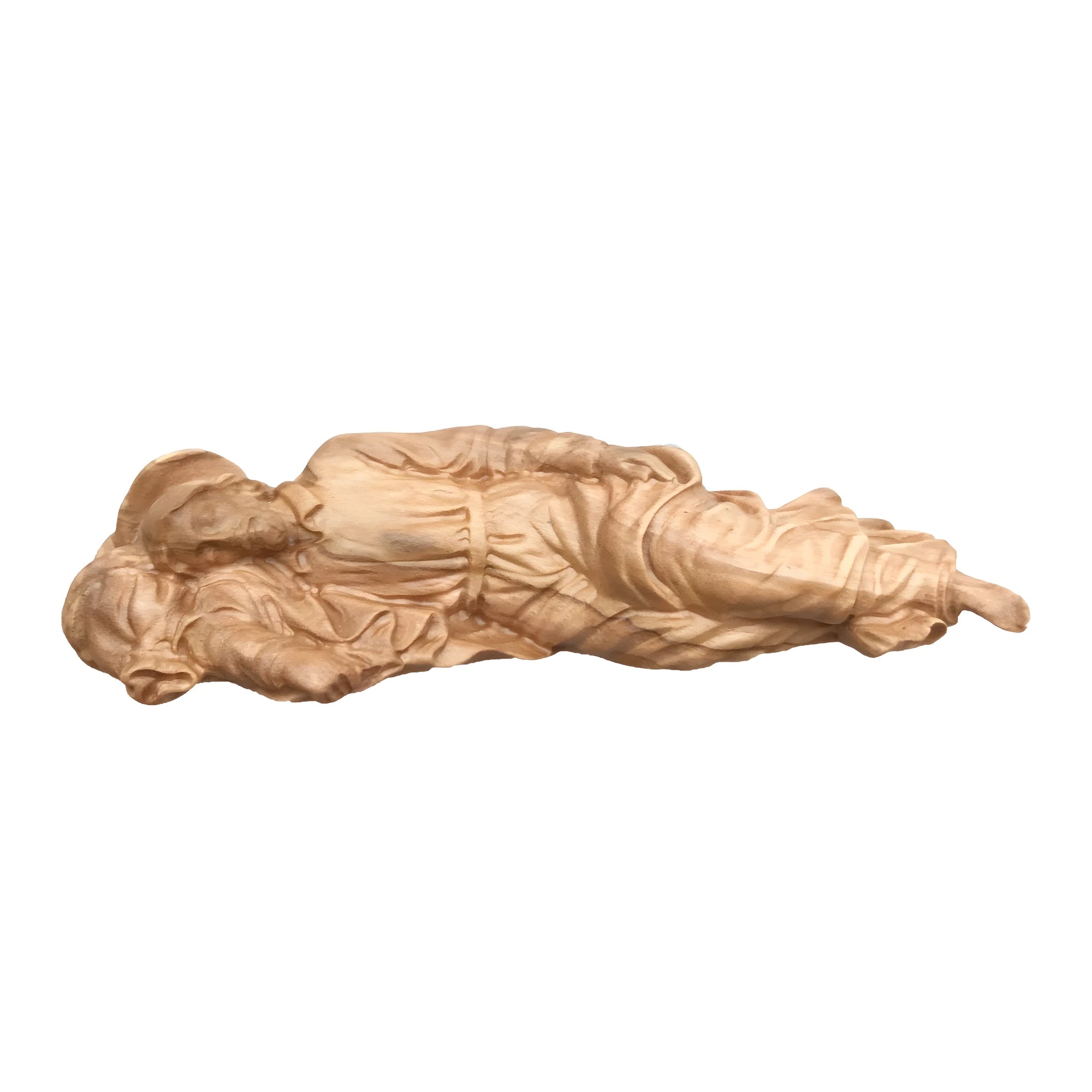 Sleeping Saint Joseph wood carved statue - color