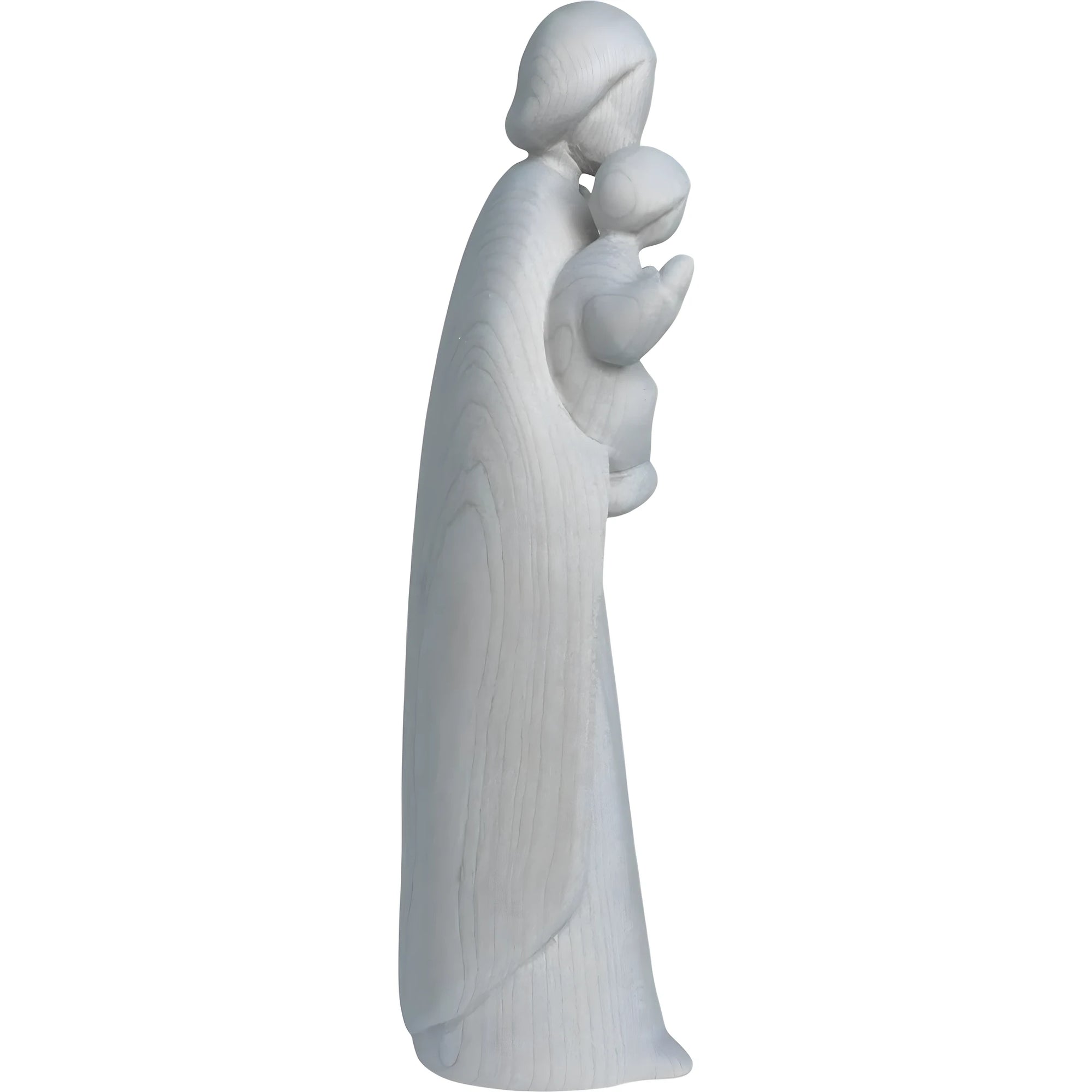 Skulptur Heiliger Josef und Jesuskind, stilisiert mit Lilie aus handgefertigtem Holz