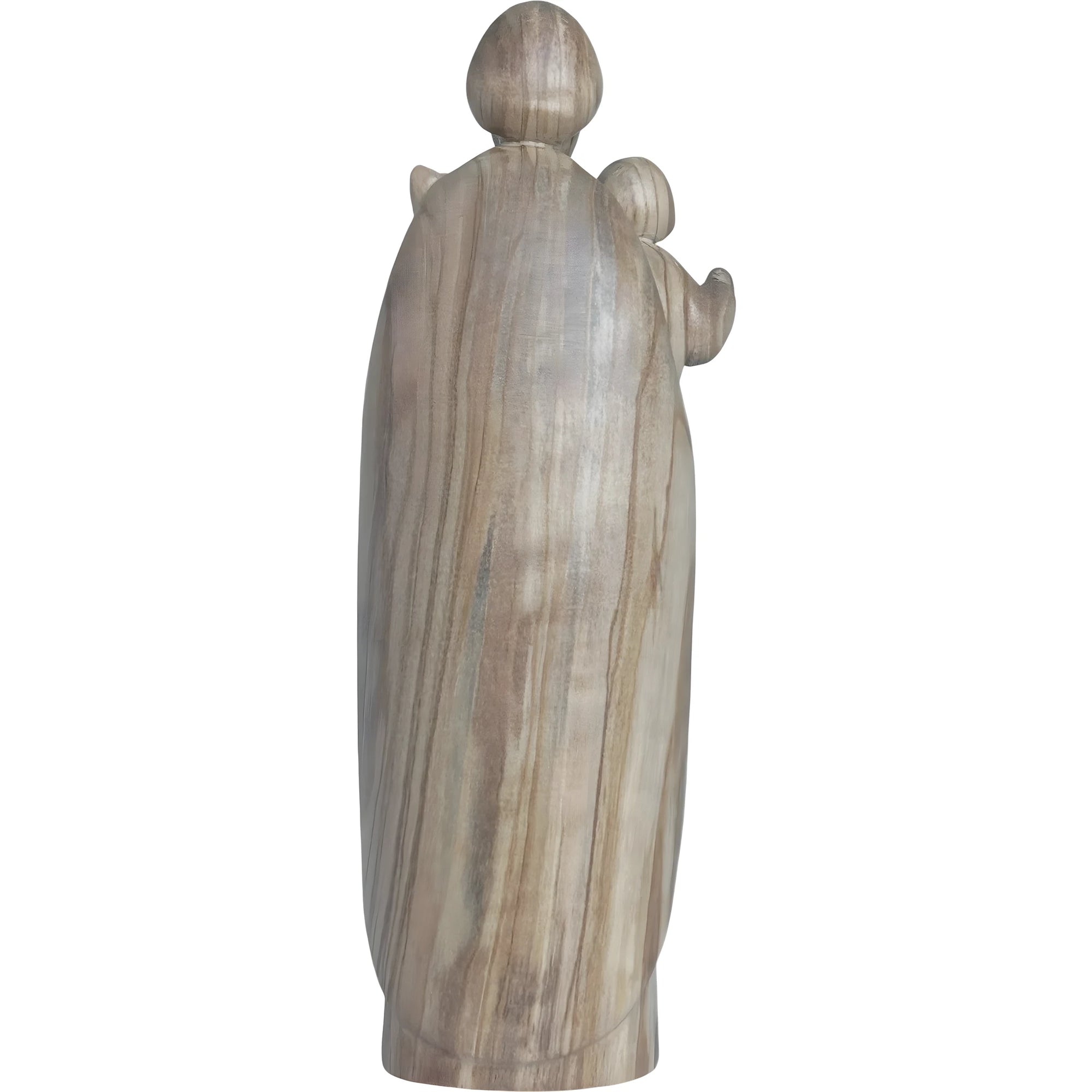 Skulptur Heiliger Josef und Jesuskind, stilisiert mit Lilie aus handgefertigtem Holz