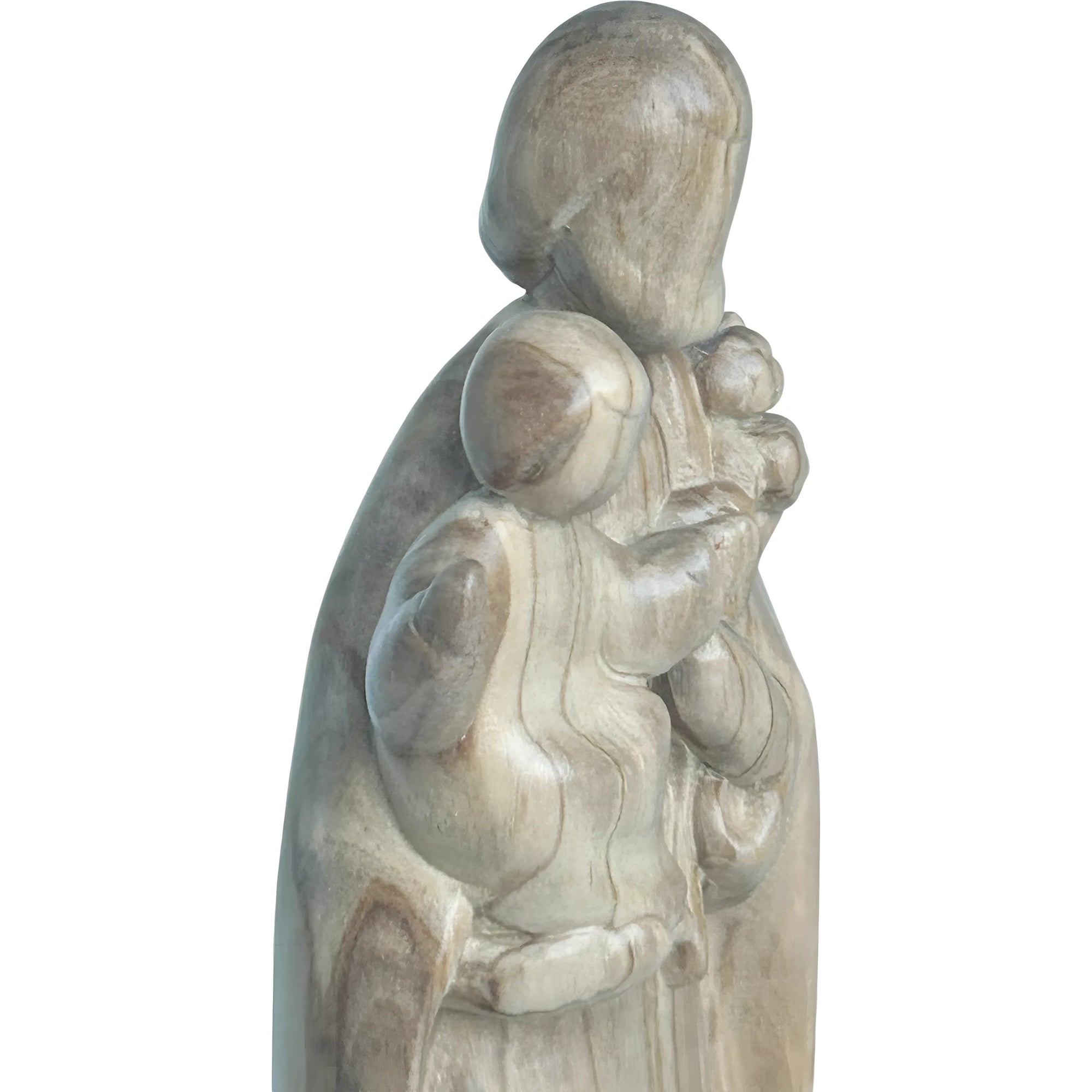 Skulptur Heiliger Josef und Jesuskind, stilisiert mit Lilie aus handgefertigtem Holz