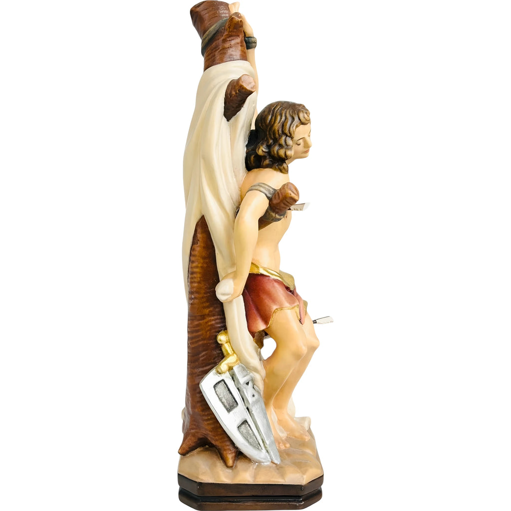 Sculpture Saint Sébastien en Bois : Artisanat du Val Gardena