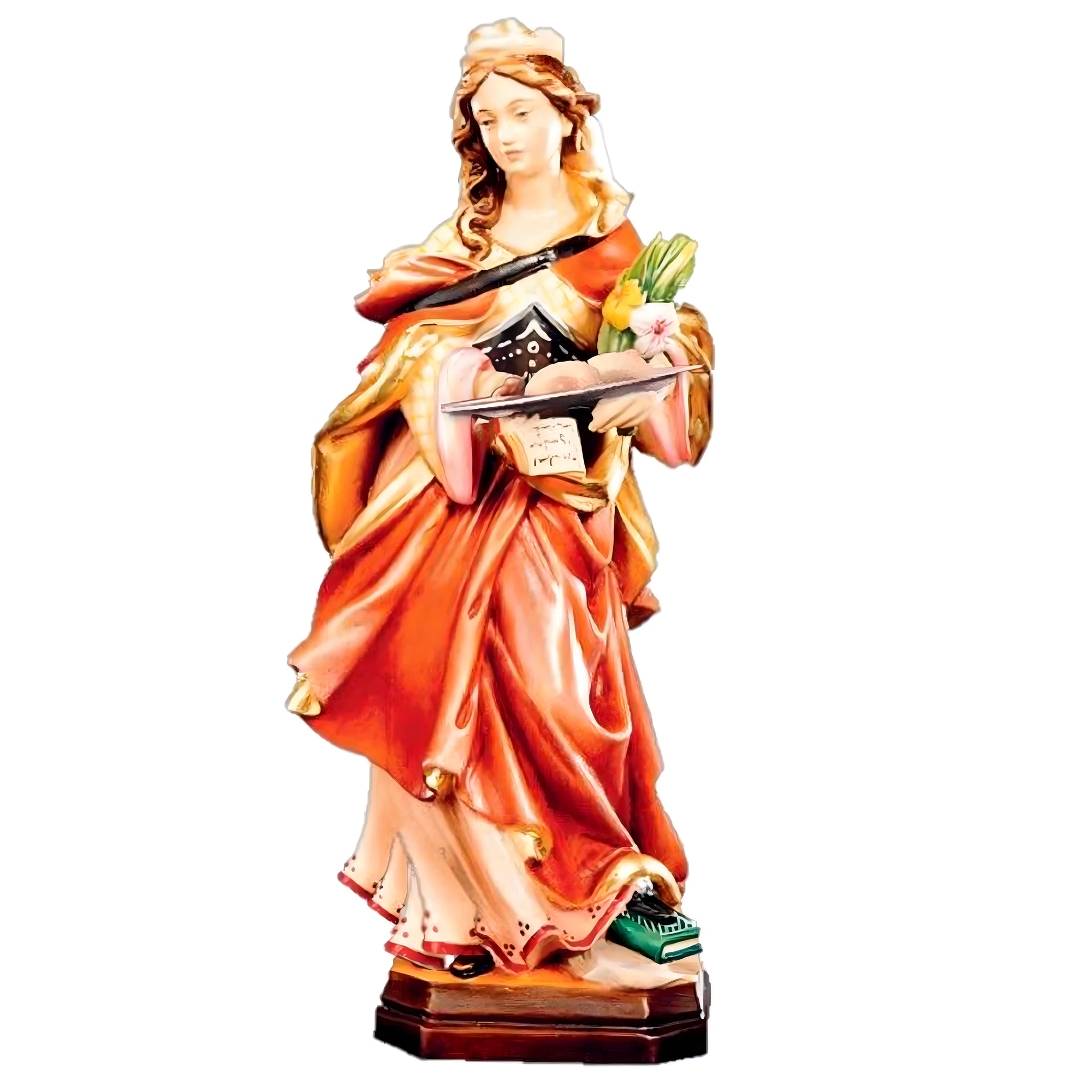 Sculpture Saint Agatha in Maple and Lime Wood | Sacred Art Val Gardena