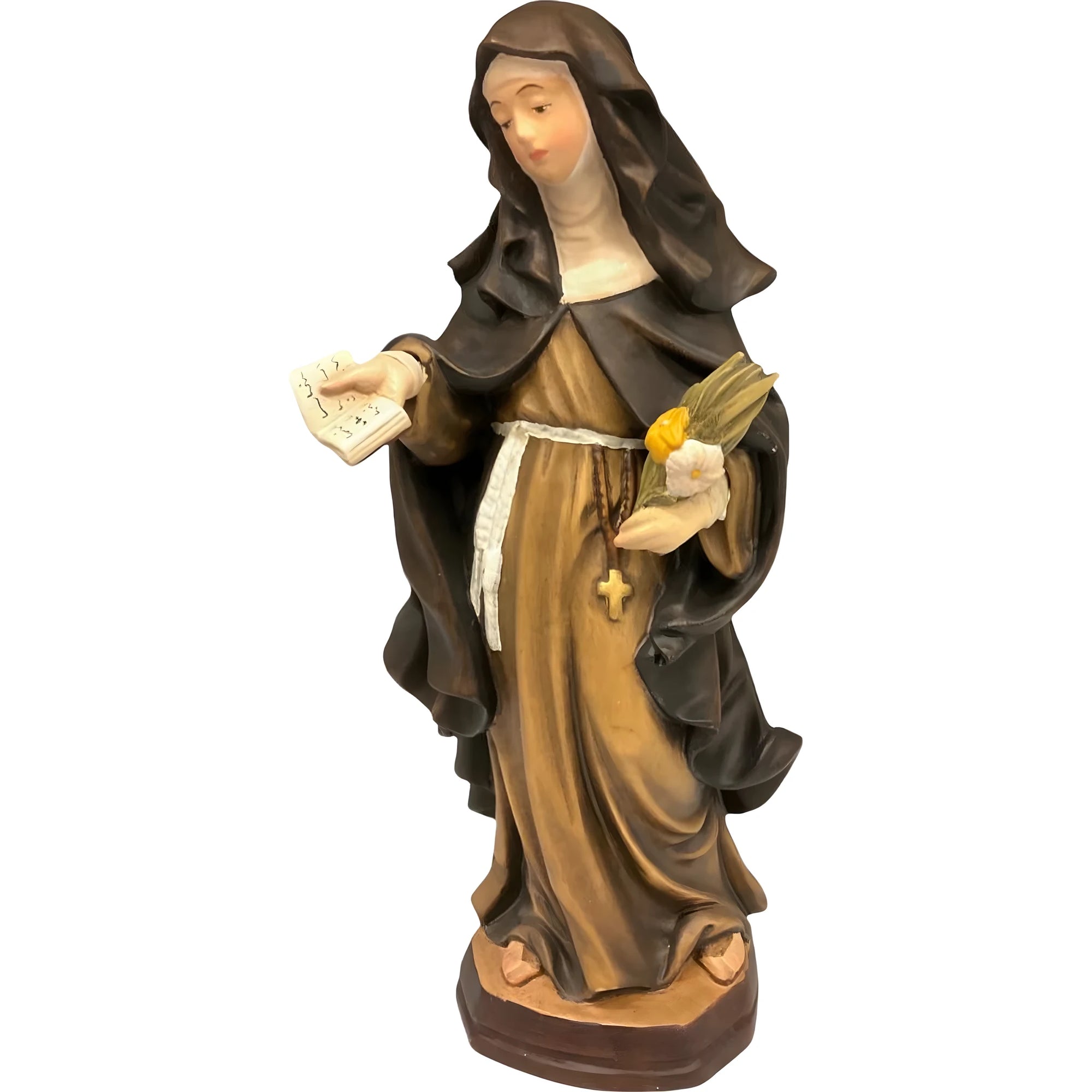 Sculpture Saint Catherine of Siena in Val Gardena Wood, Hand-Painted