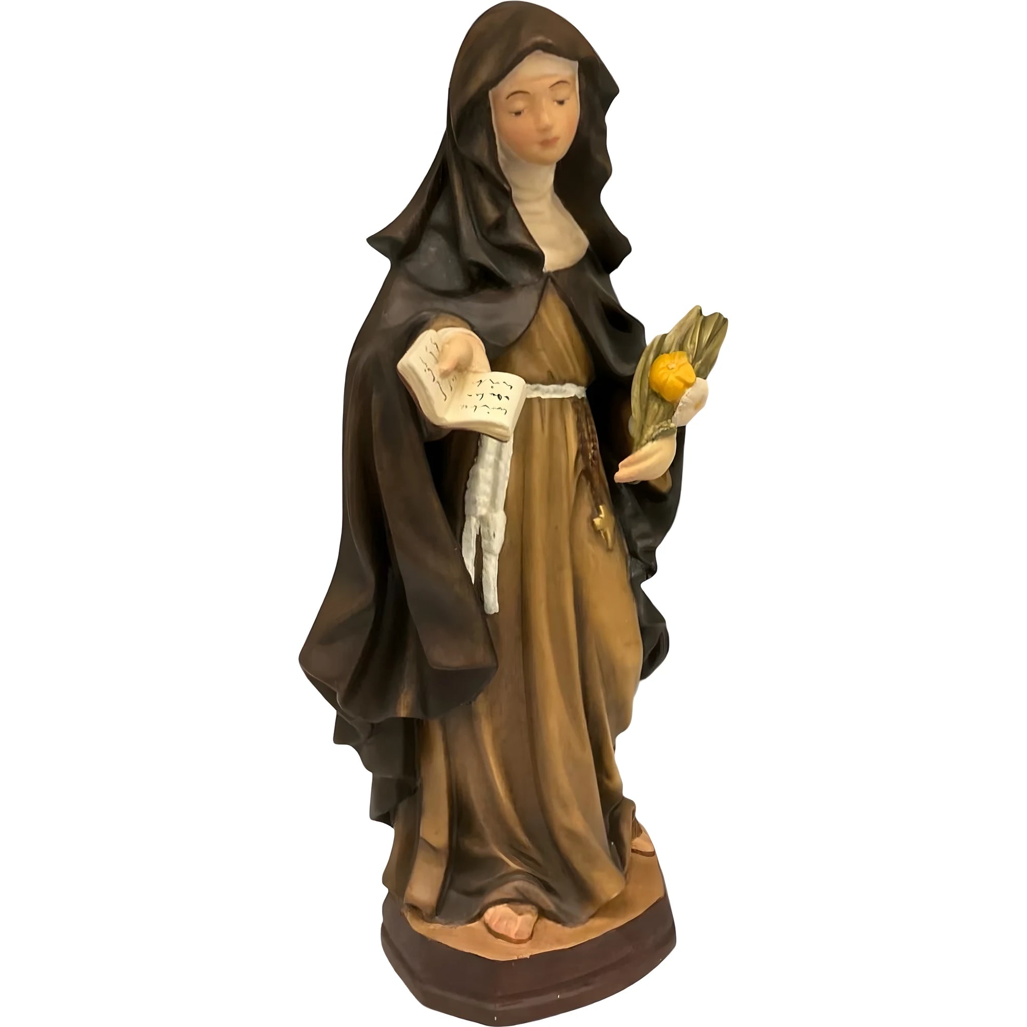 Sculpture Saint Catherine of Siena in Val Gardena Wood, Hand-Painted