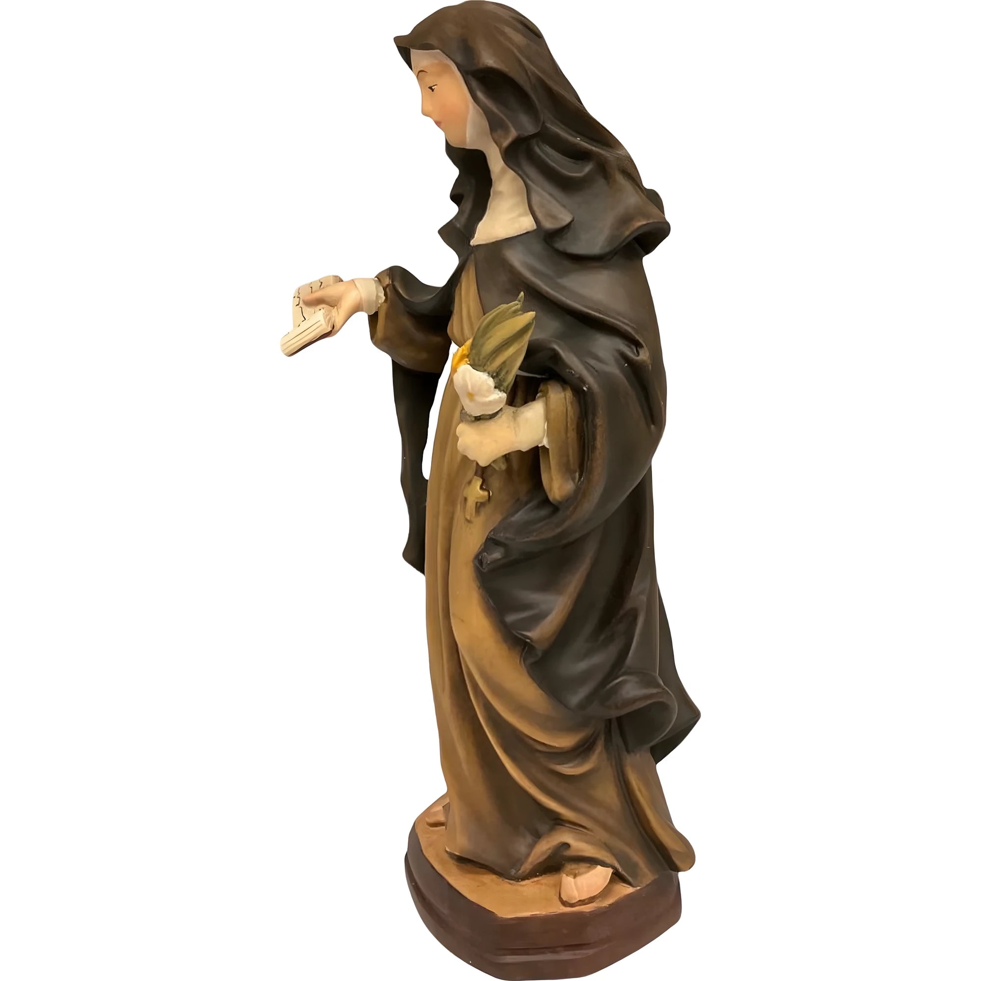 Sculpture Saint Catherine of Siena in Val Gardena Wood, Hand-Painted