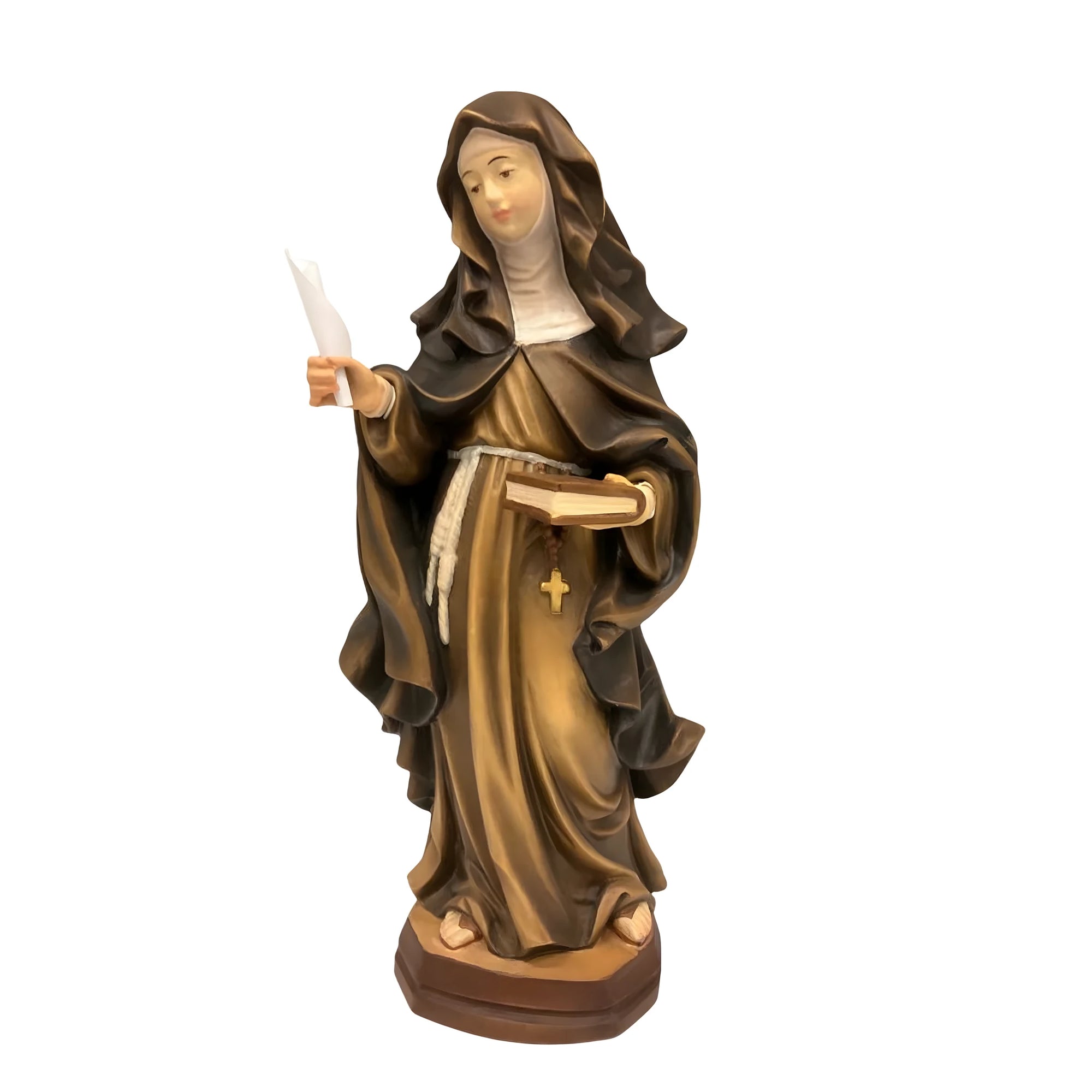 Heilige Eva von Lüttich Skulptur aus edlem Holz des Grödner Tals