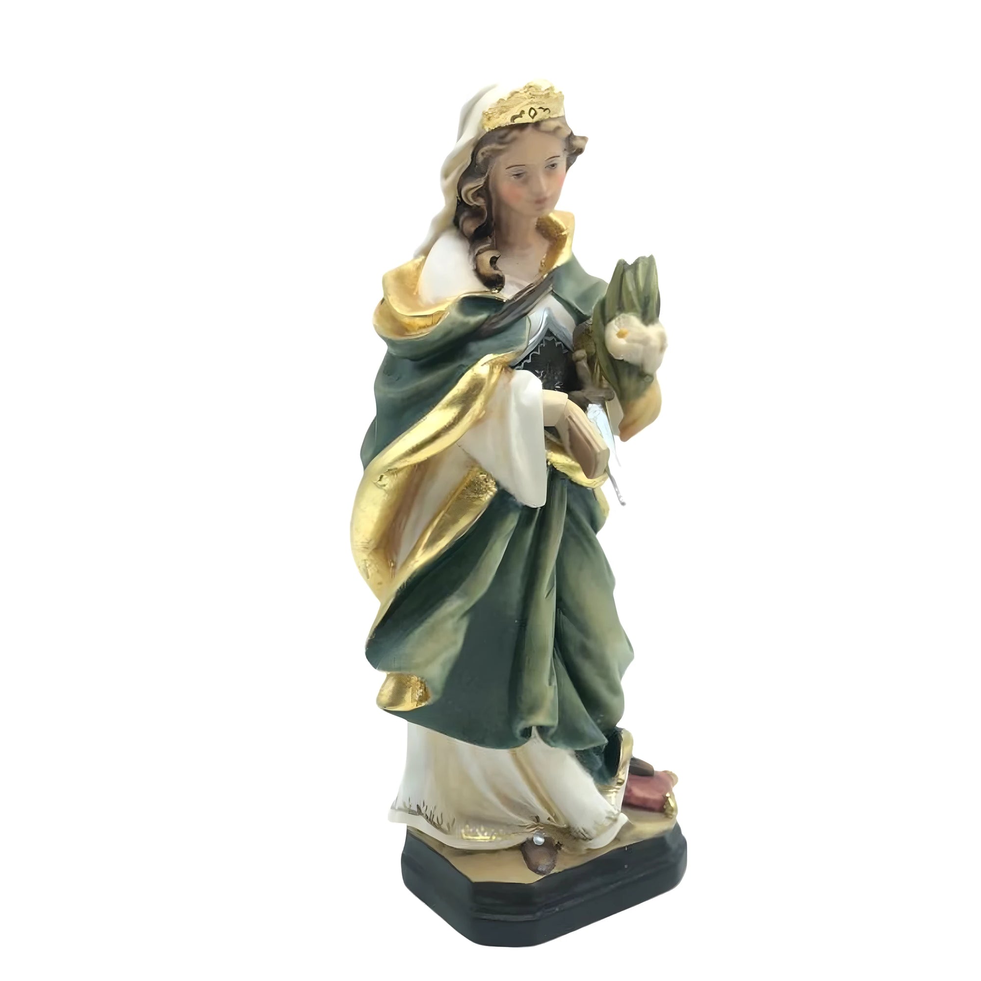 Heilige Flora Märtyrerin Skulptur aus Grödner Holz, handbemalt