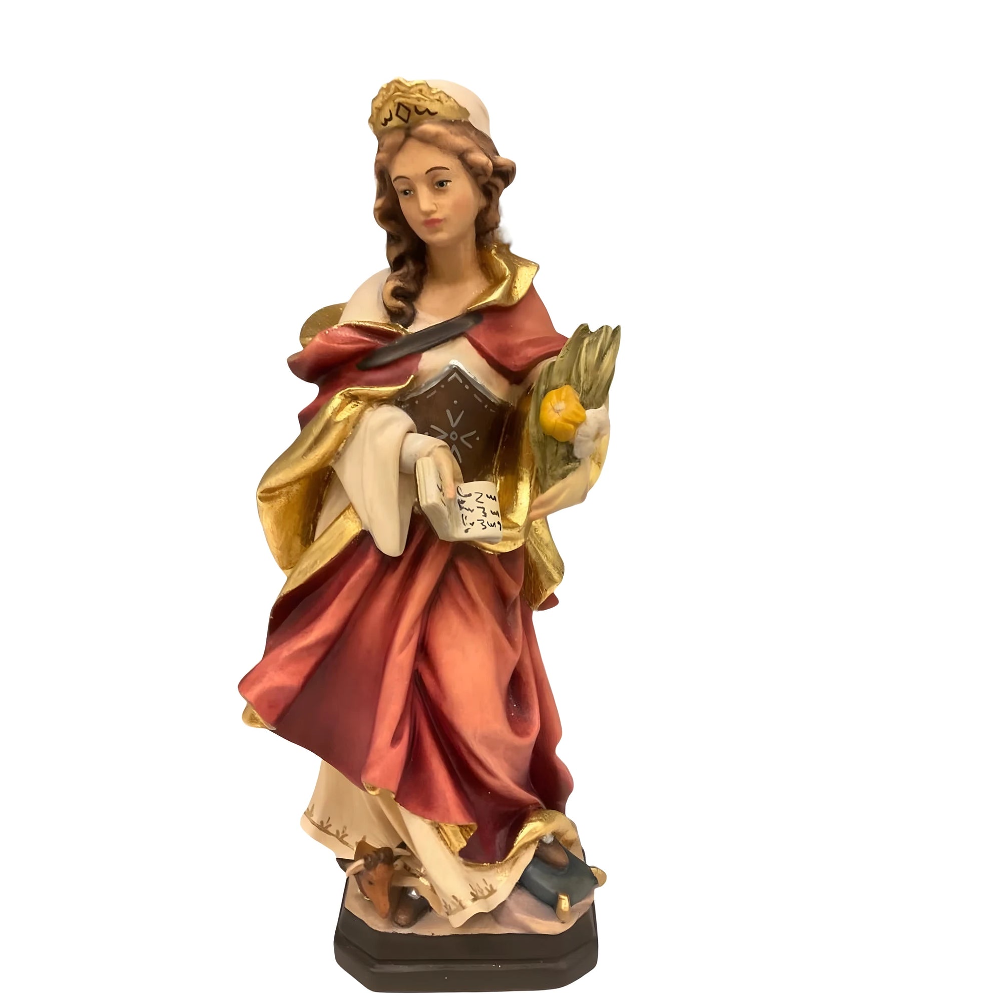 Geschnitzte Skulptur Heilige Perpetua aus Holz, Gröden