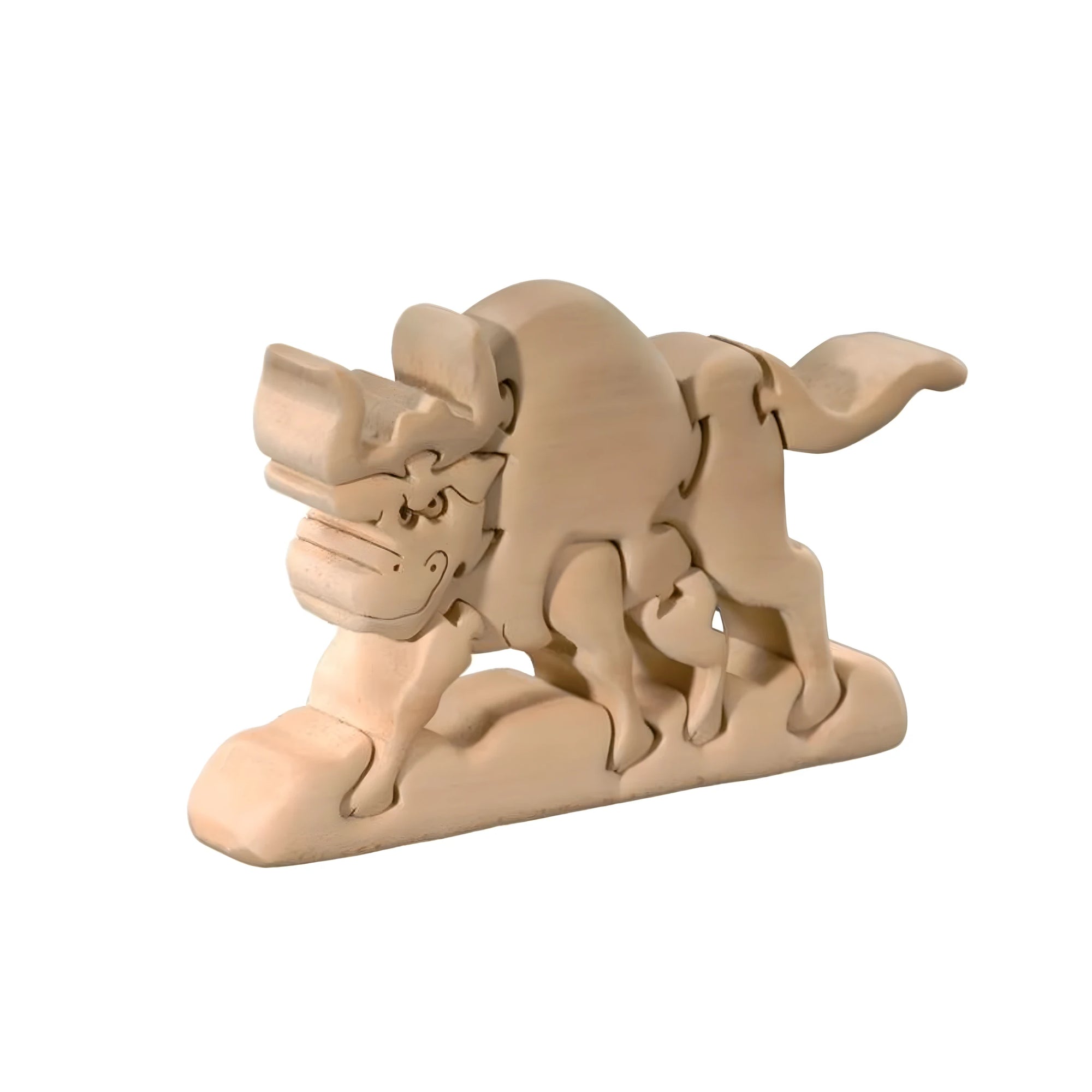 Bull 3D Puzzle Sculpture in Natural Wood – Val Gardena Craftsmanship