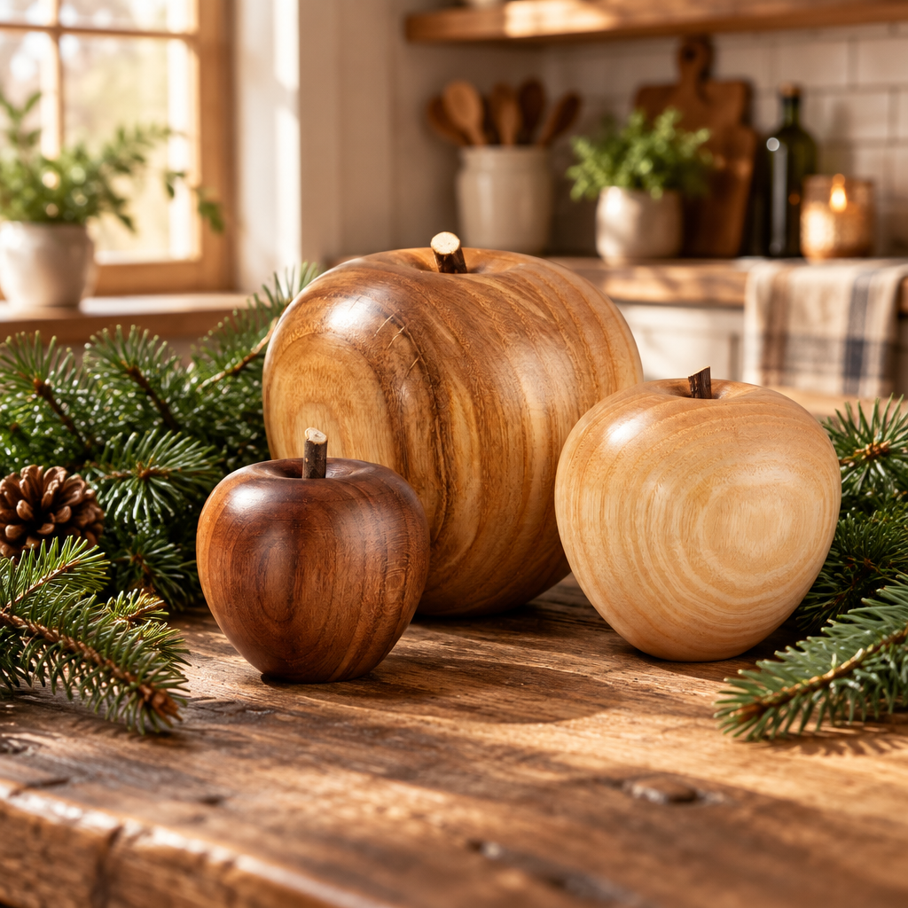 Pomme décorative en bois fruitier, 3 tailles | DOLFI