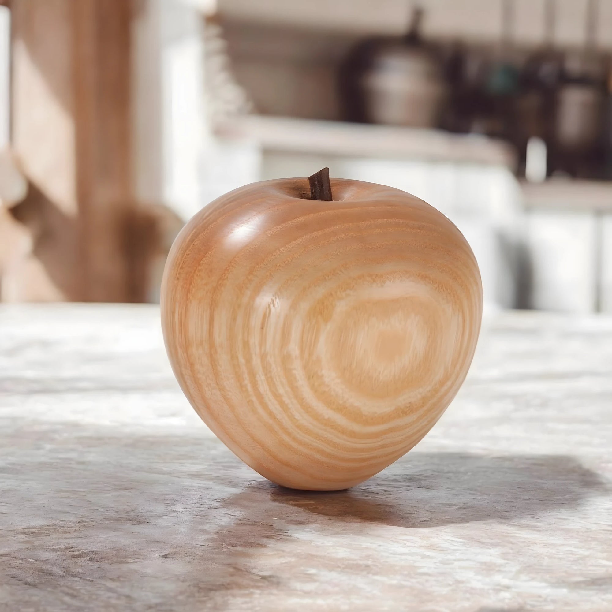 Rzeźba w kształcie jabłka z drewna naturalnego klonu z Val Gardeny, 9 cm
