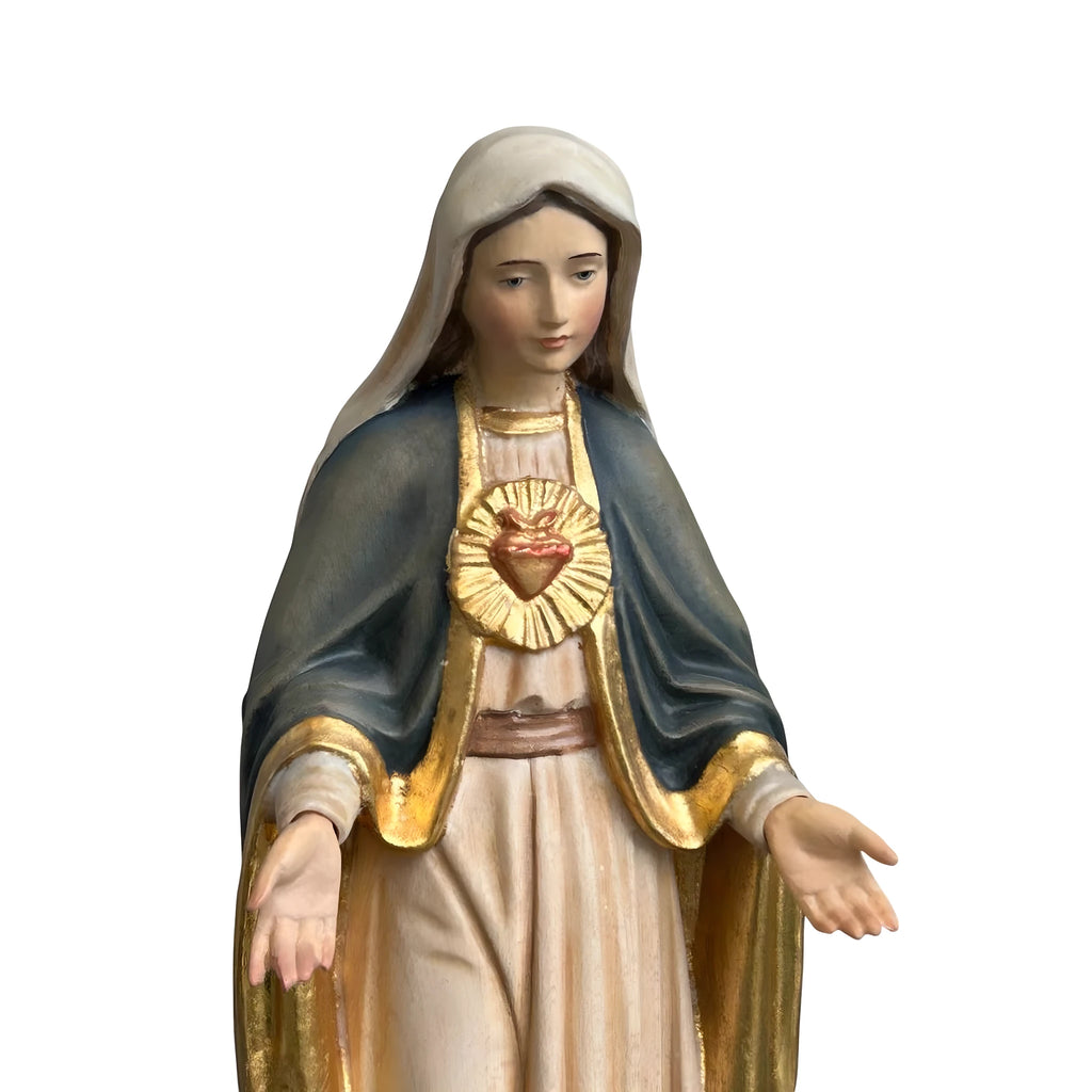 Escultura del Inmaculado Corazón de María, Artesanía en Madera Val Gardena
