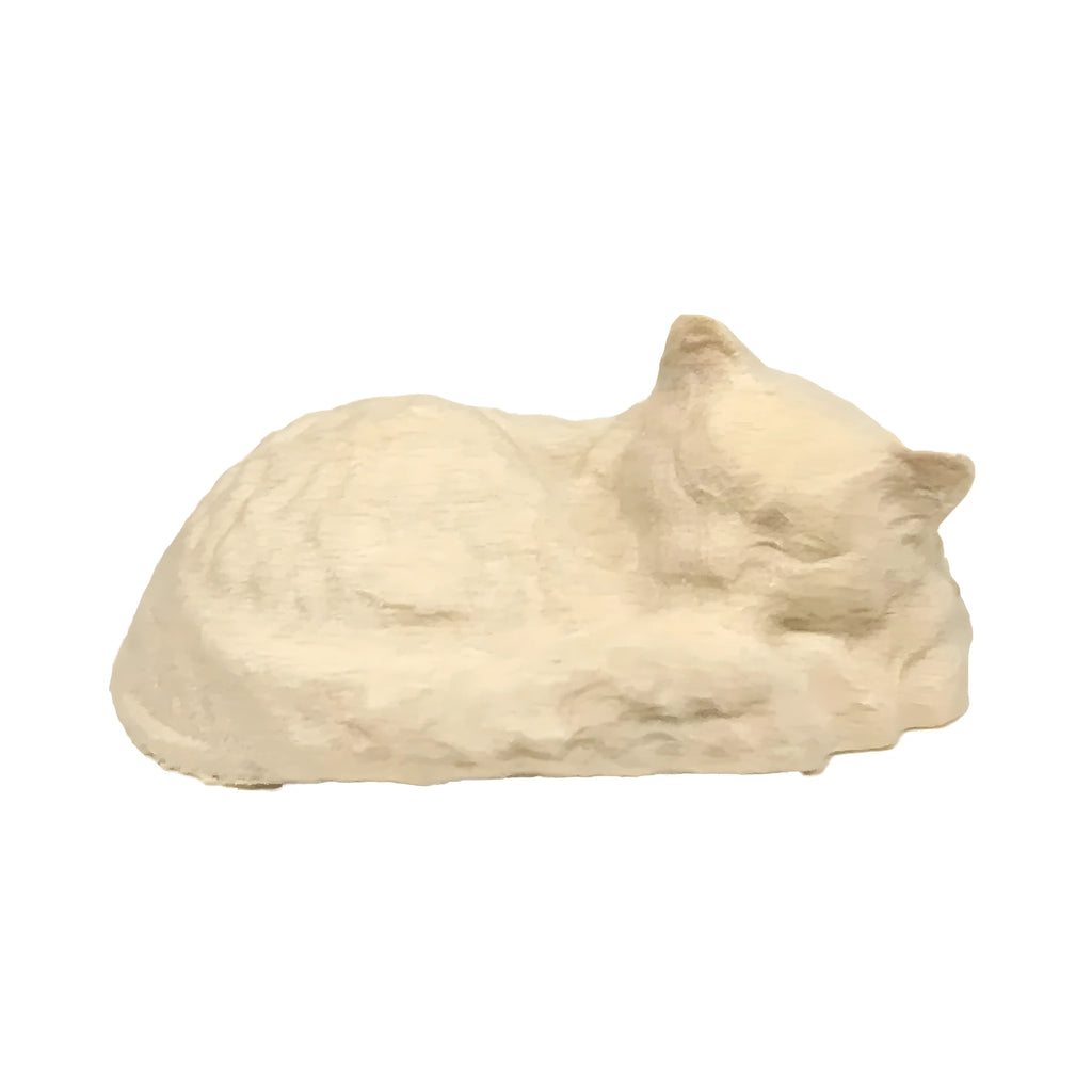 Scultura di Gattino Colorato in Legno Raggomitolato, Artigianato Val Gardena