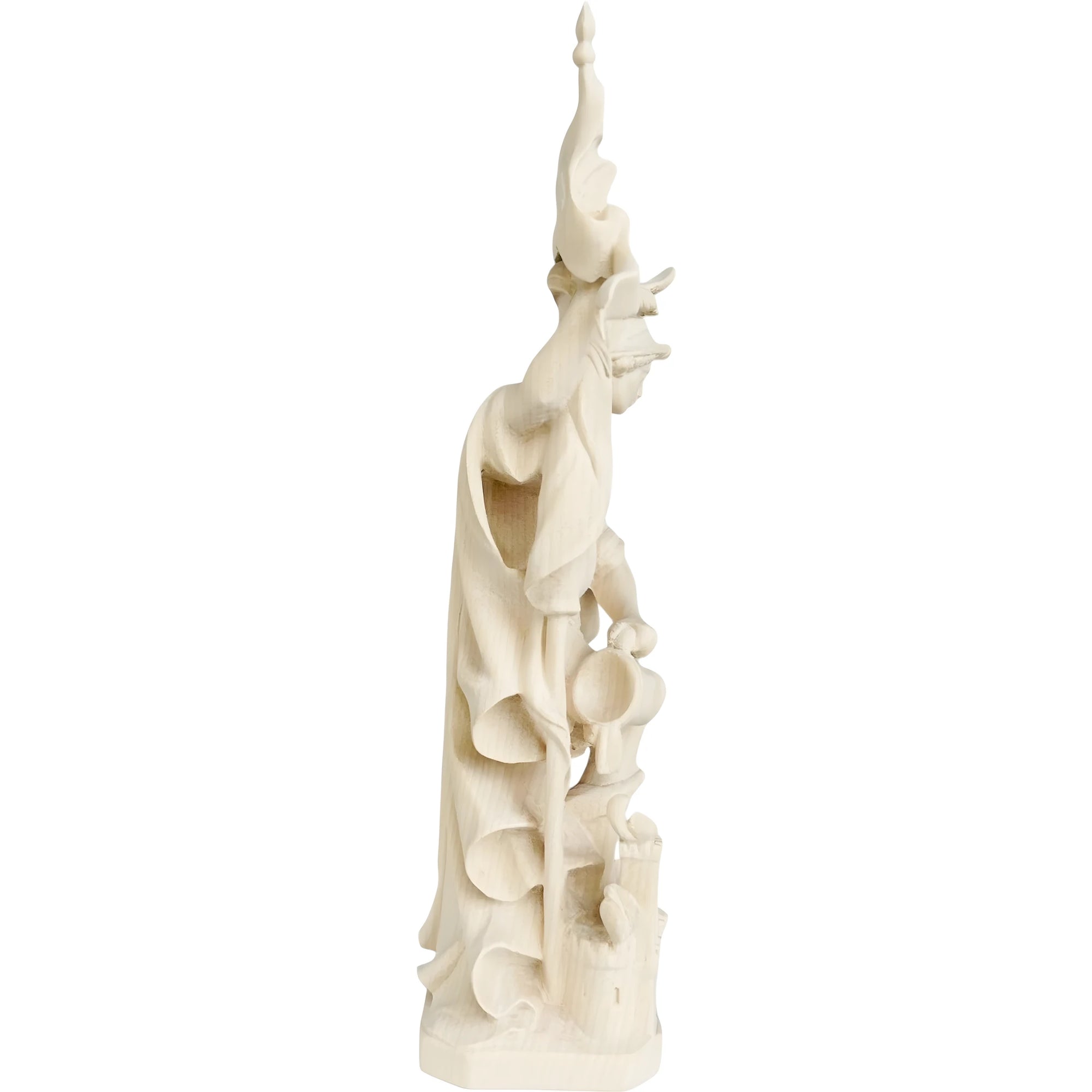 Skulptur des Heiligen Florian, Schutzpatron auf brennender Burg – Holzschnitzerei Gröden